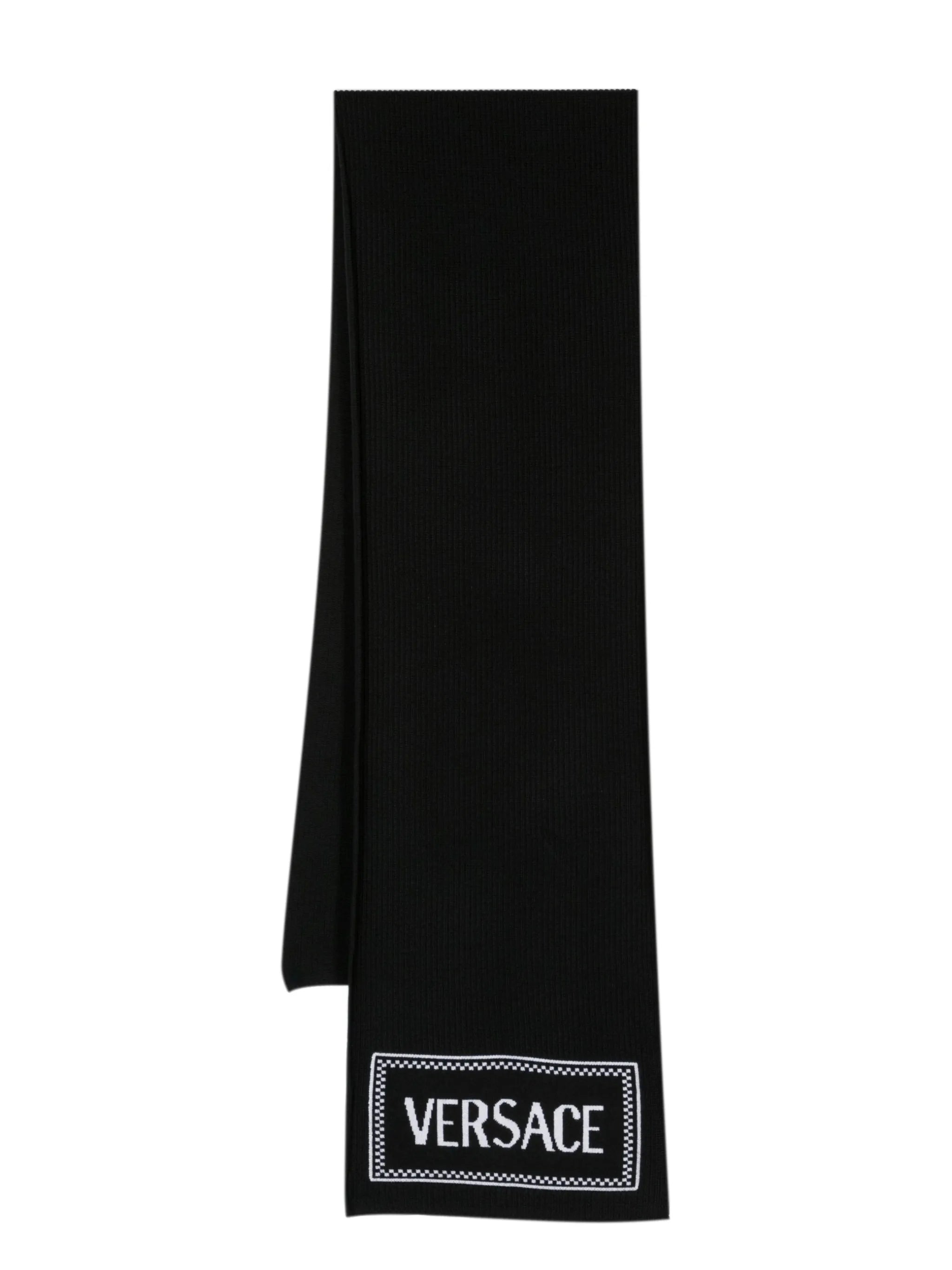 intarsia-knit logo scarf