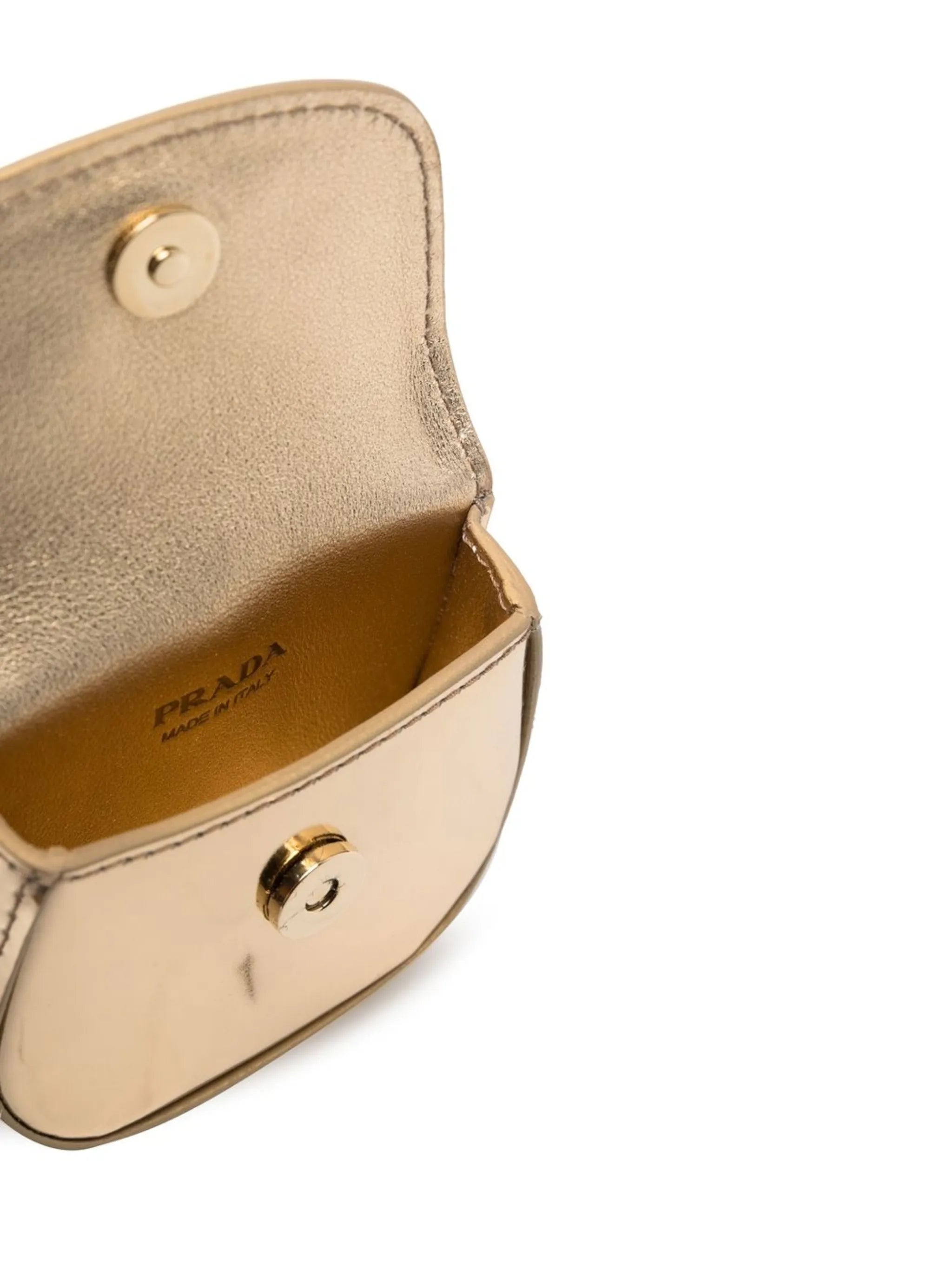 metallic enamel-triangle neck pouch