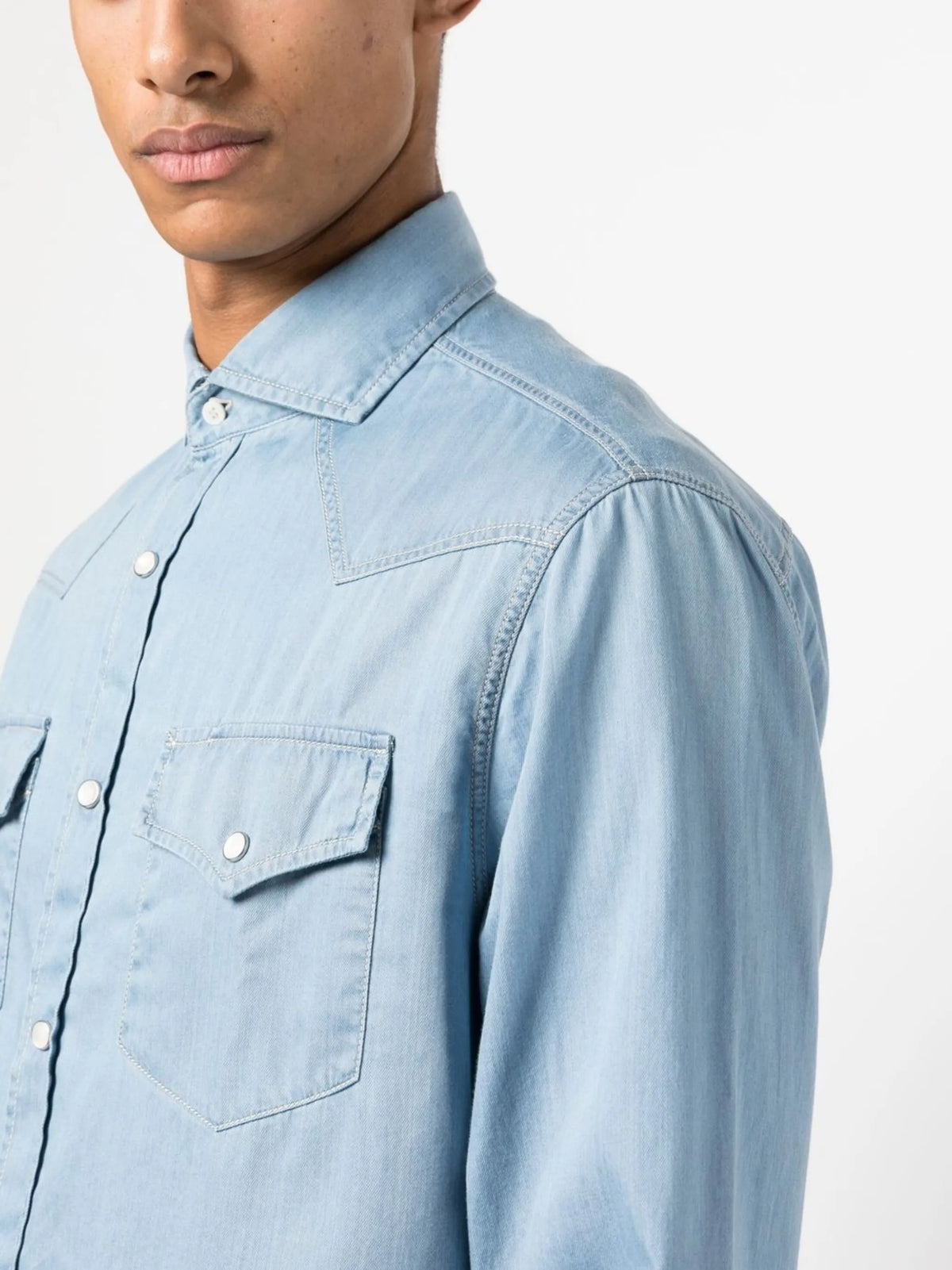 contrast-stitch western-yoke shirt