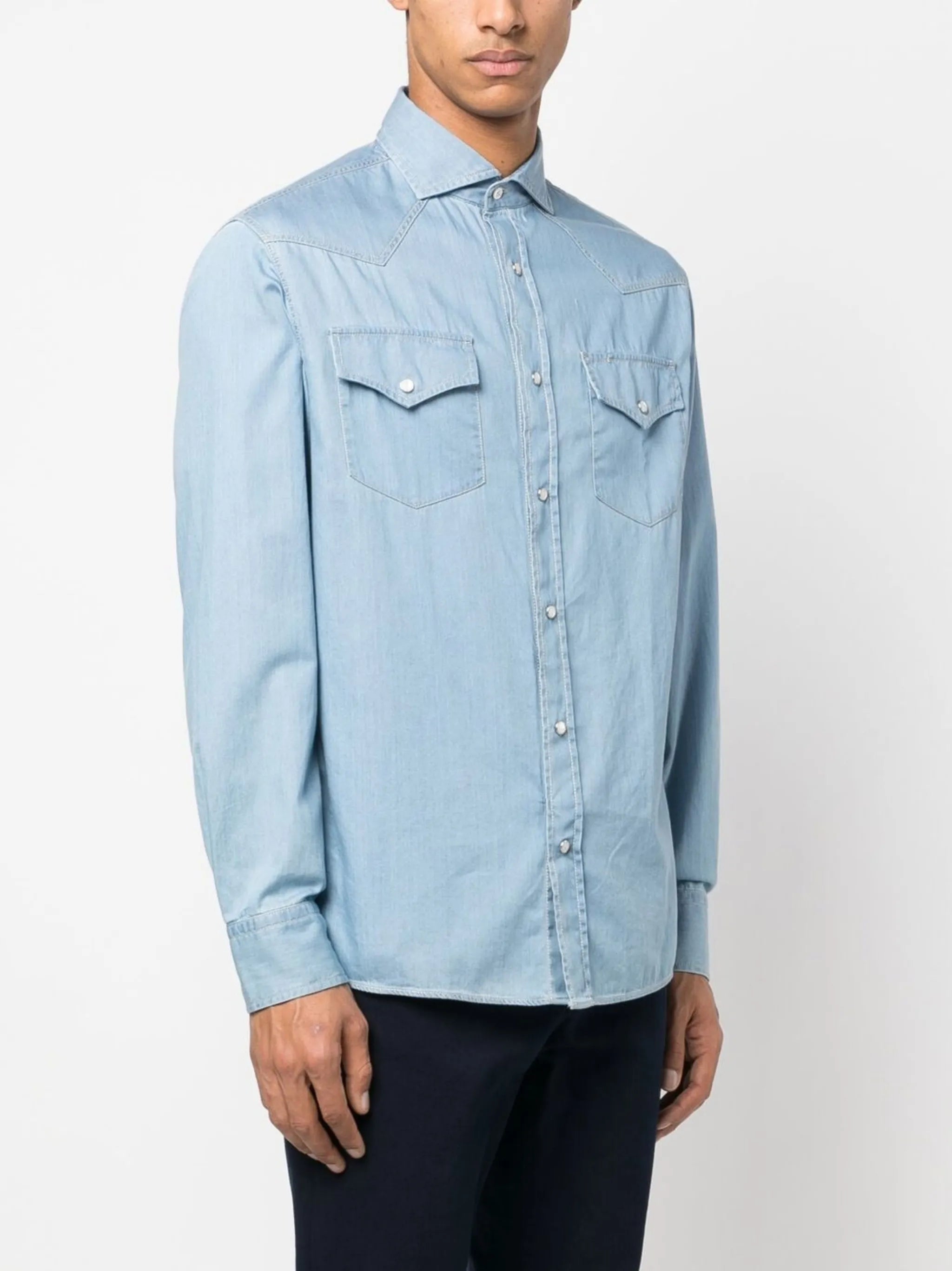 button-up denim shirt
