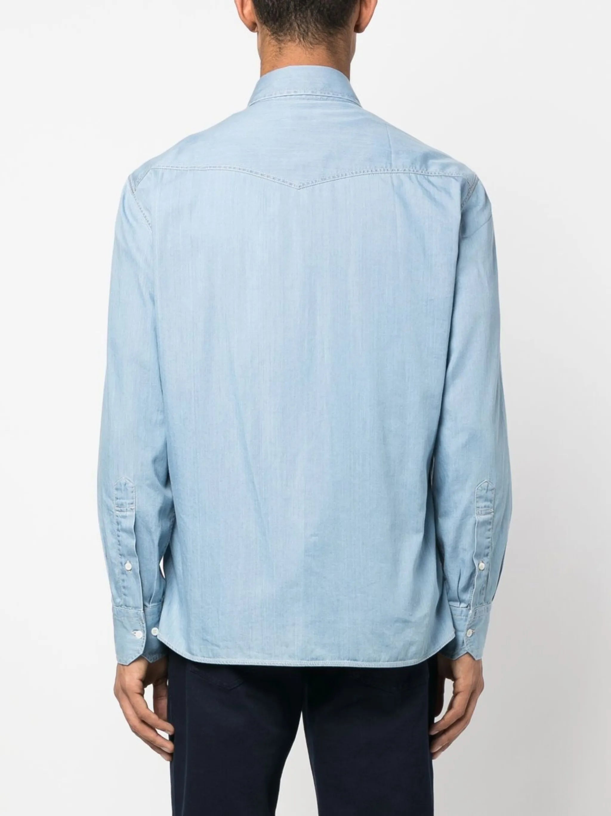 contrast-stitch western-yoke shirt