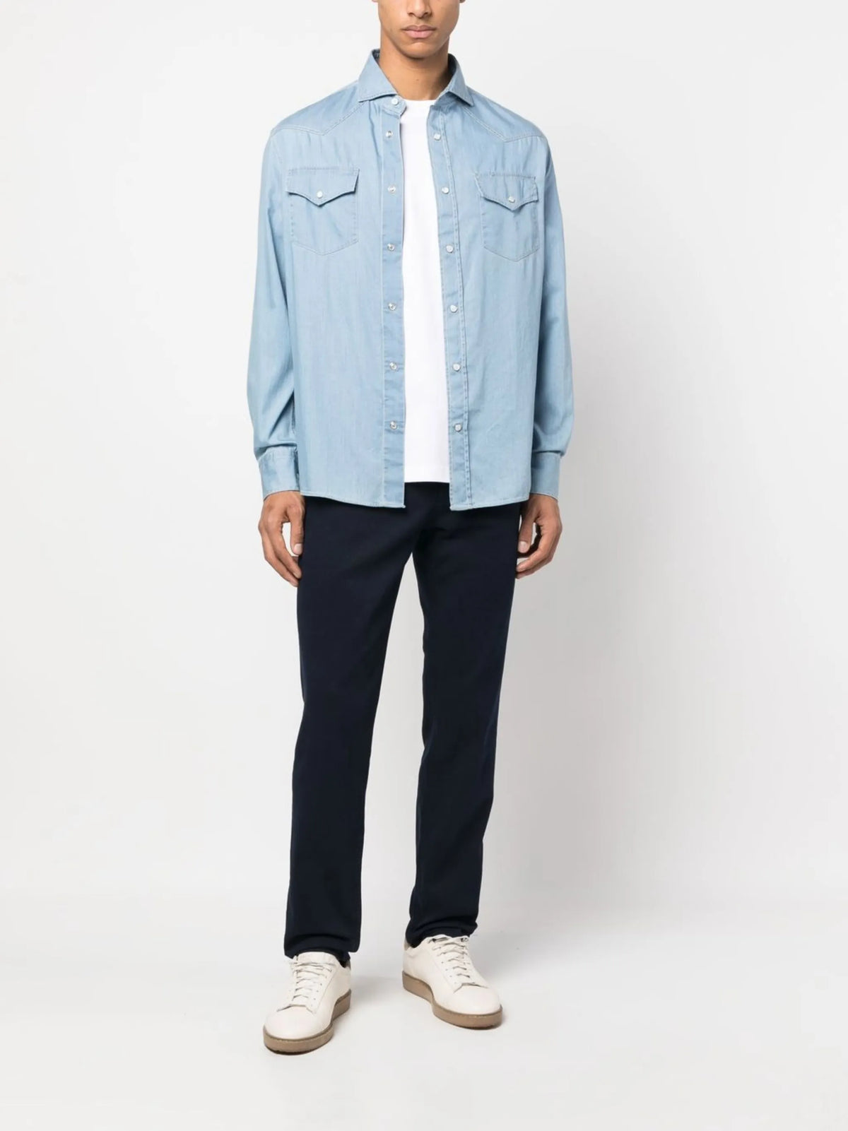 contrast-stitch western-yoke shirt