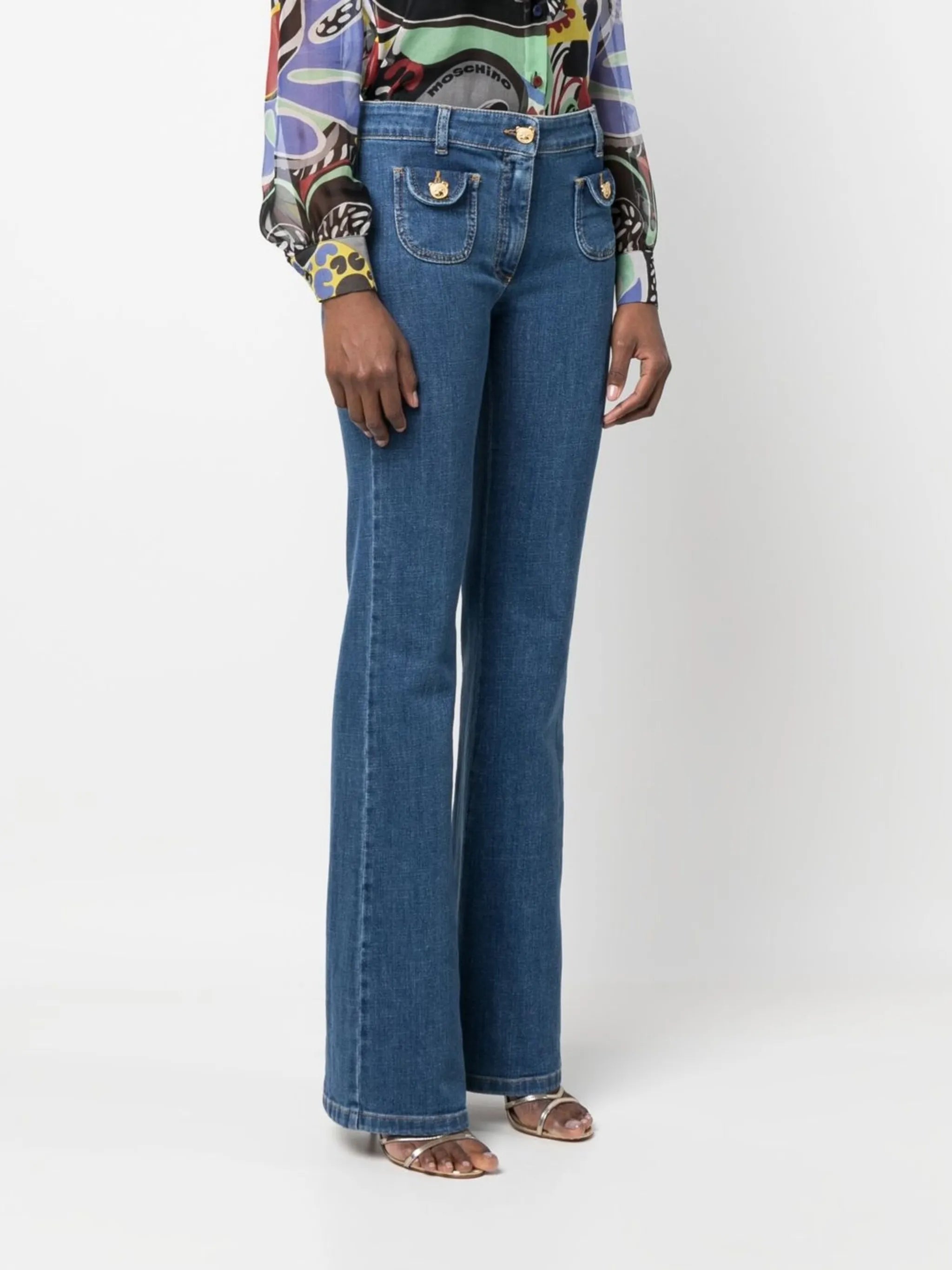 bear-motif buttons jeans