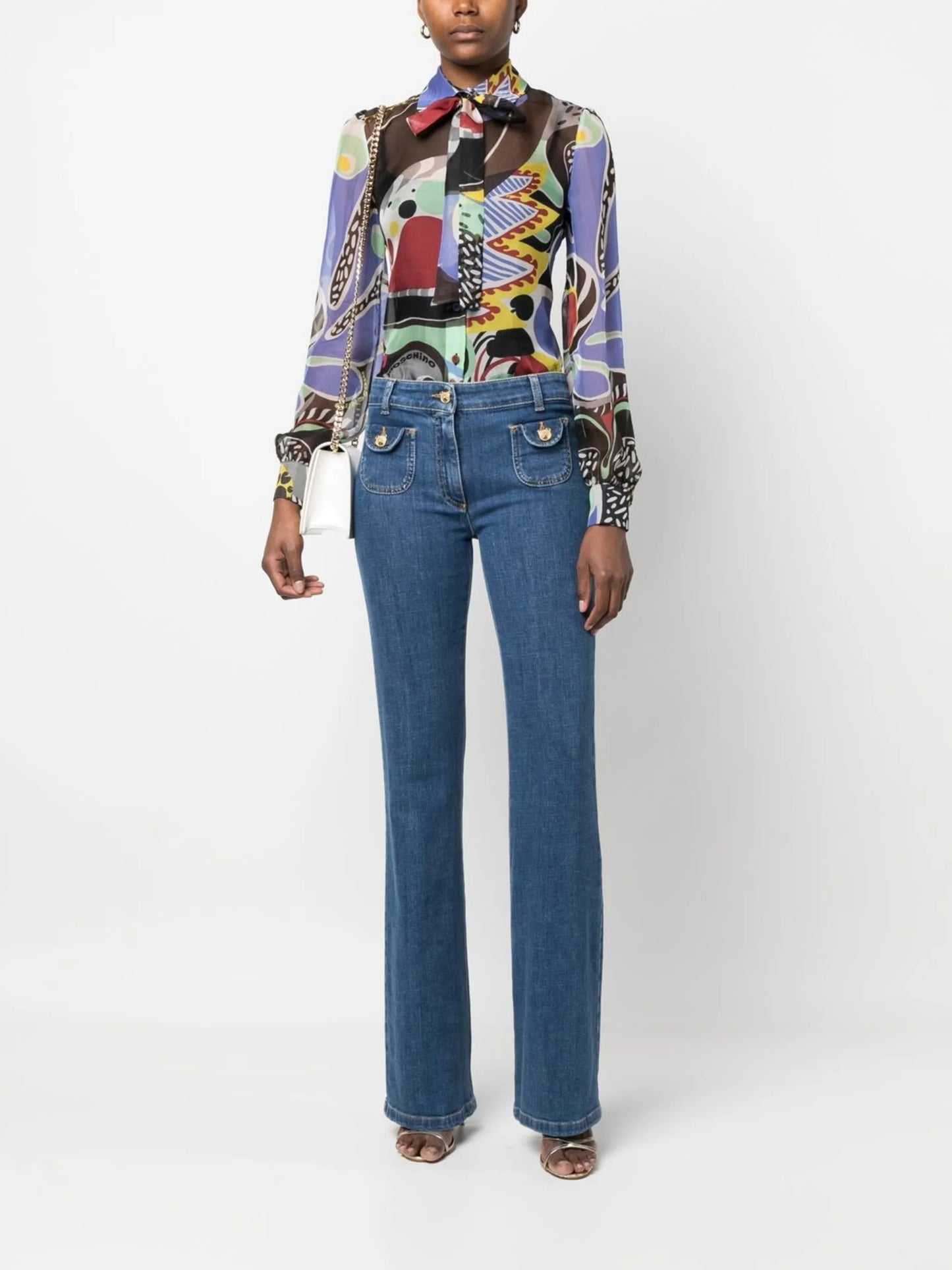 bear-motif buttons jeans