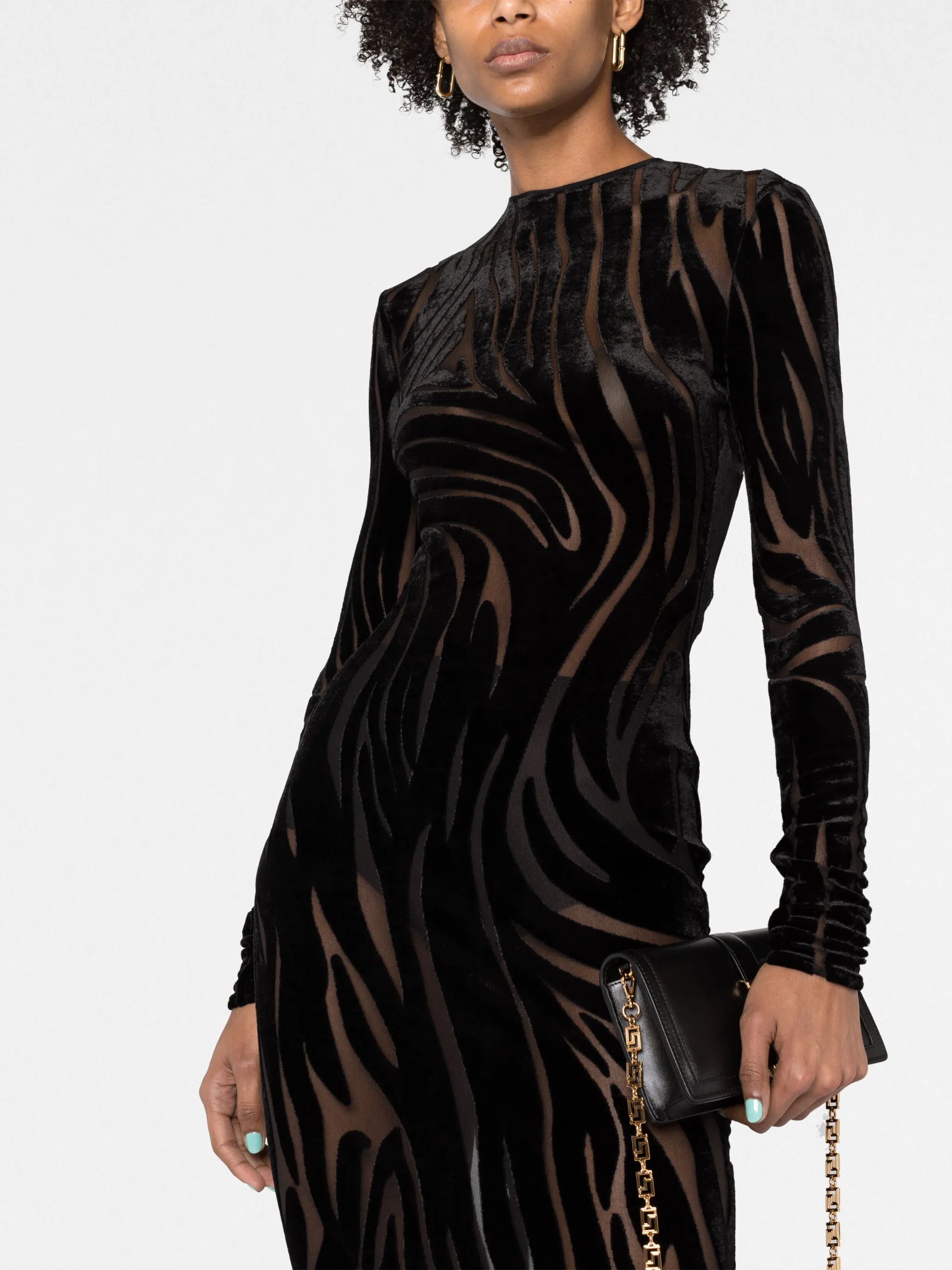 zebra-pattern midi dress