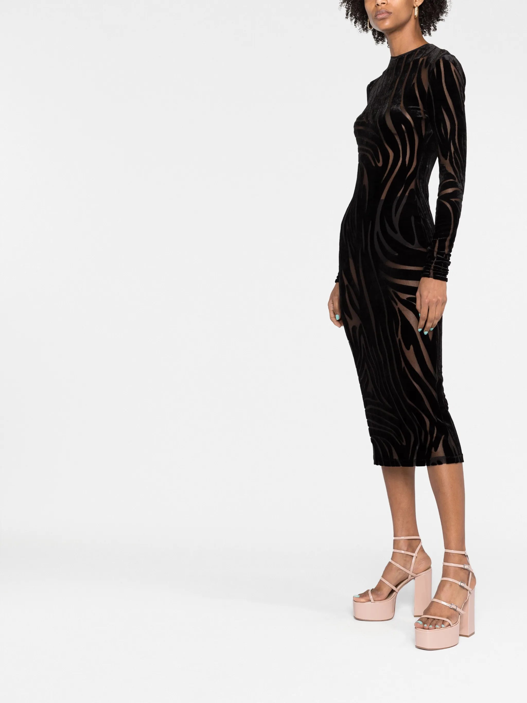 zebra-pattern midi dress