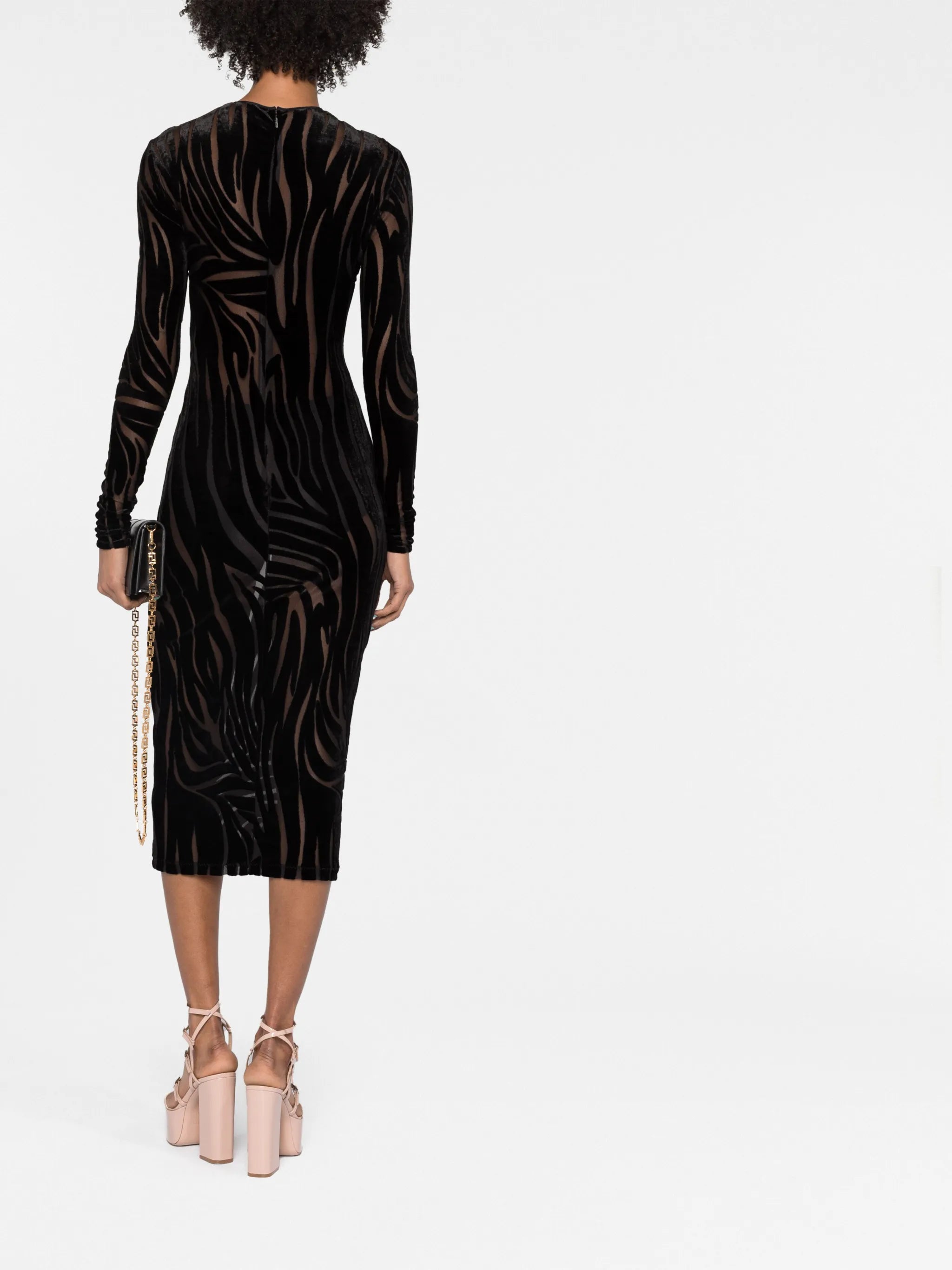 zebra-pattern midi dress