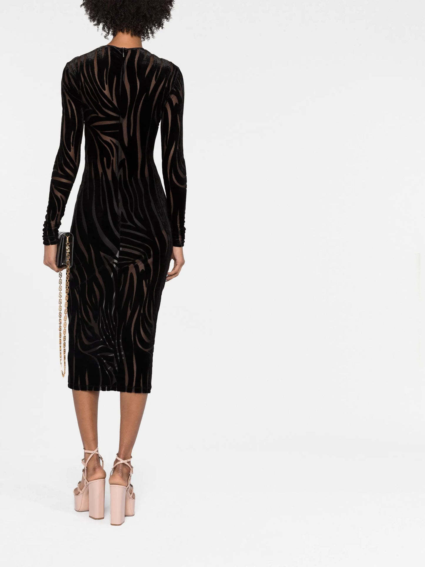 zebra-pattern midi dress