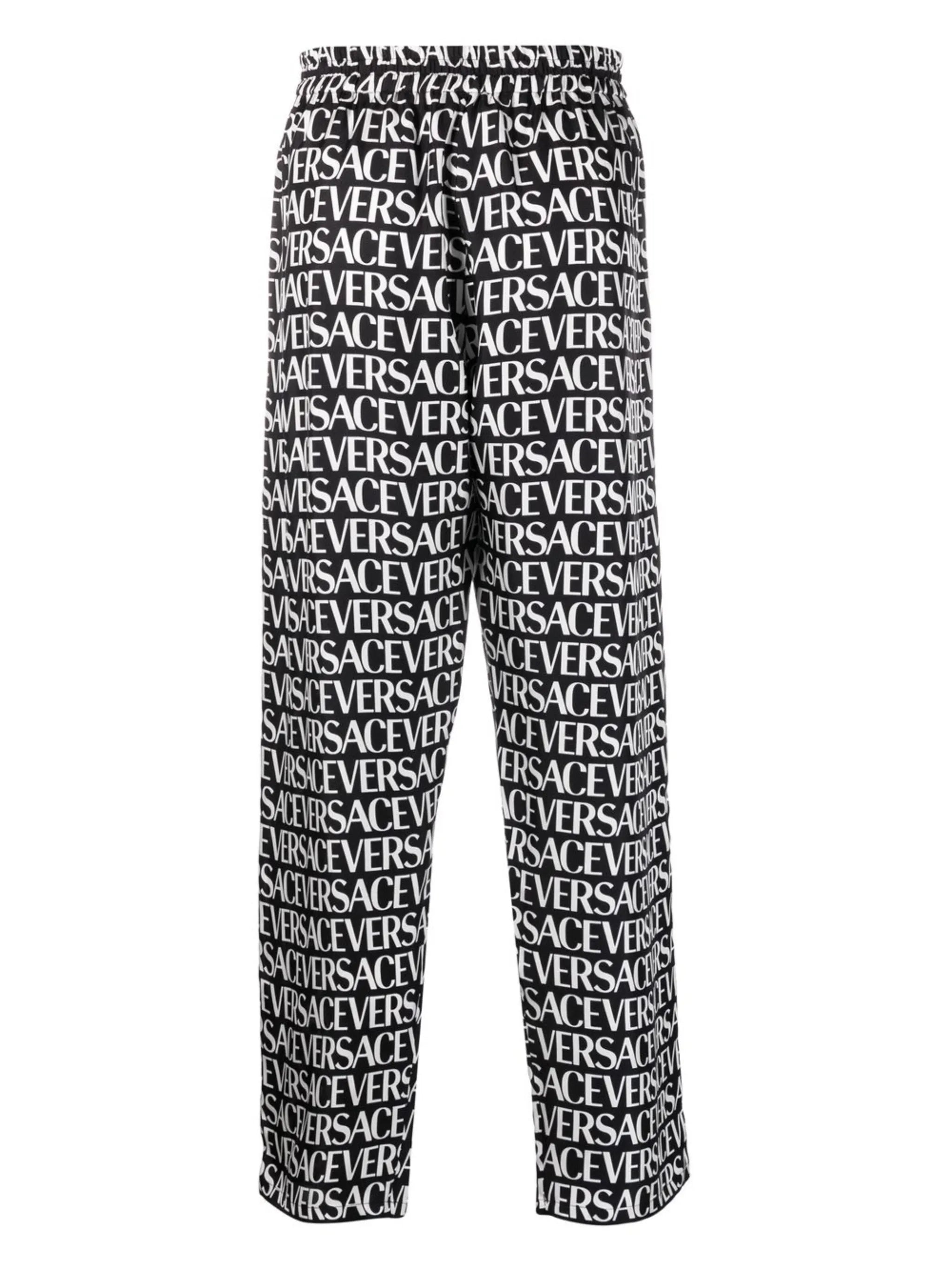 logo-print silk trousers