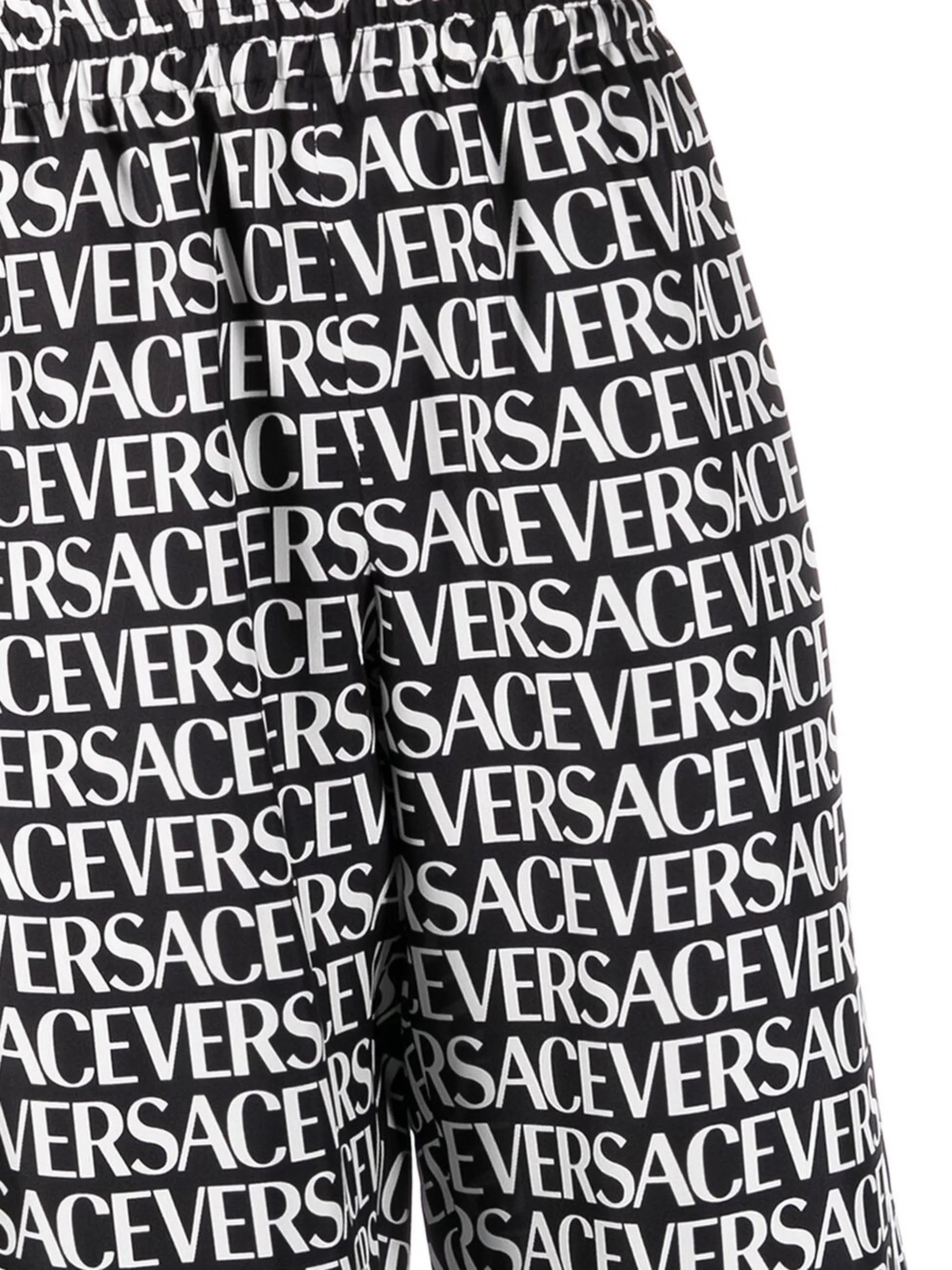 logo-print silk trousers