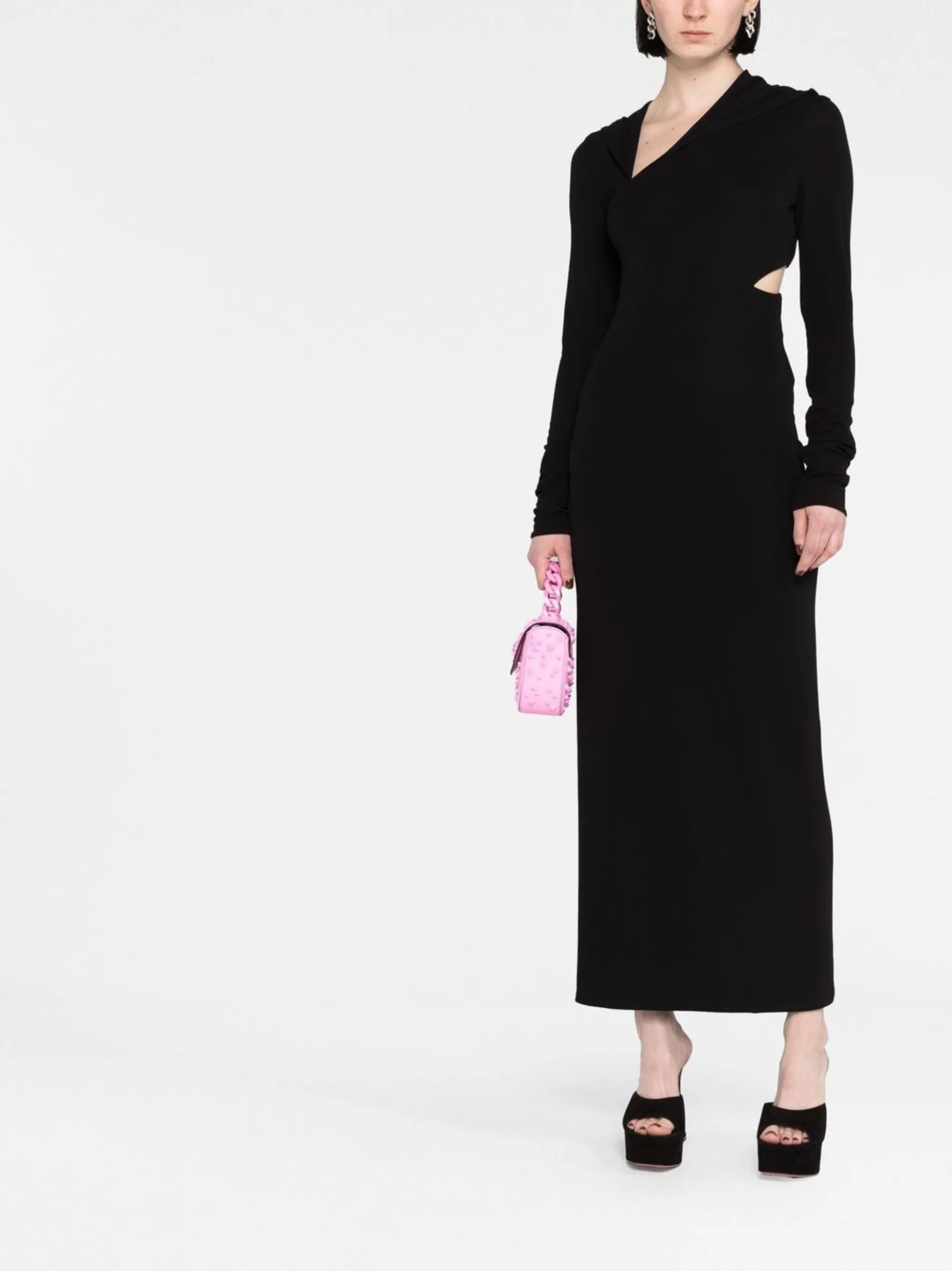 cut-out hooded maxi dress