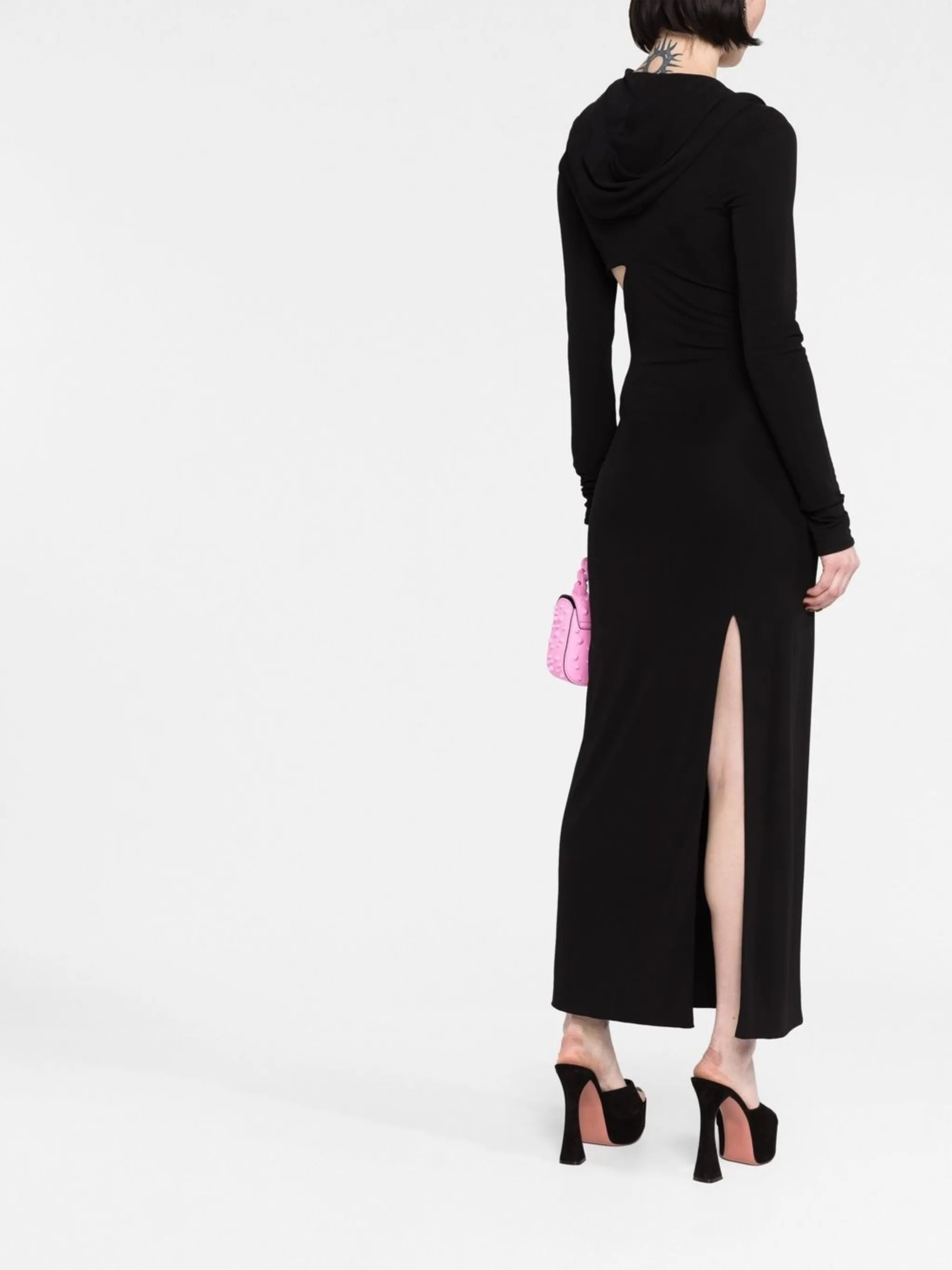 cut-out hooded maxi dress