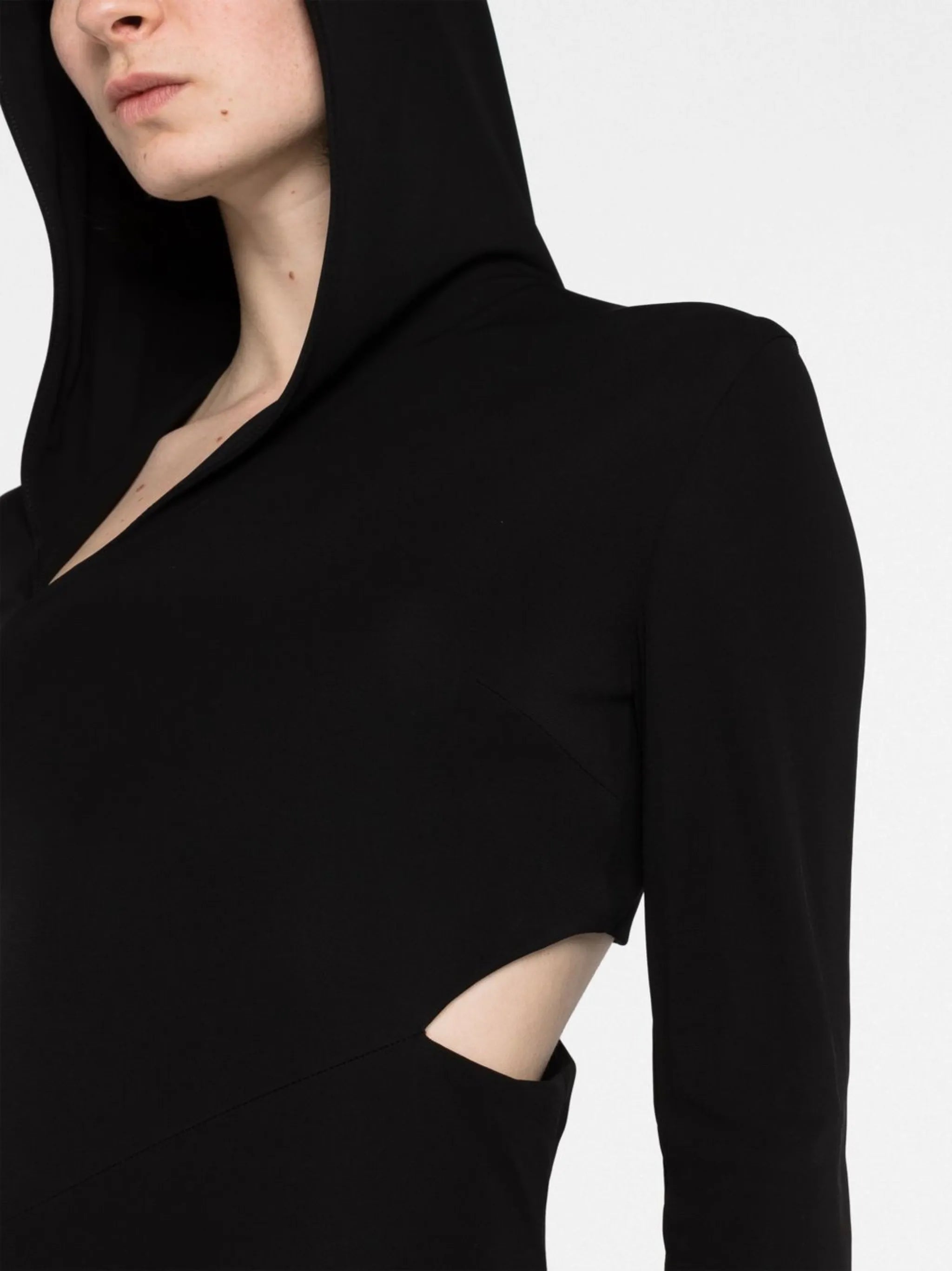 cut-out hooded maxi dress