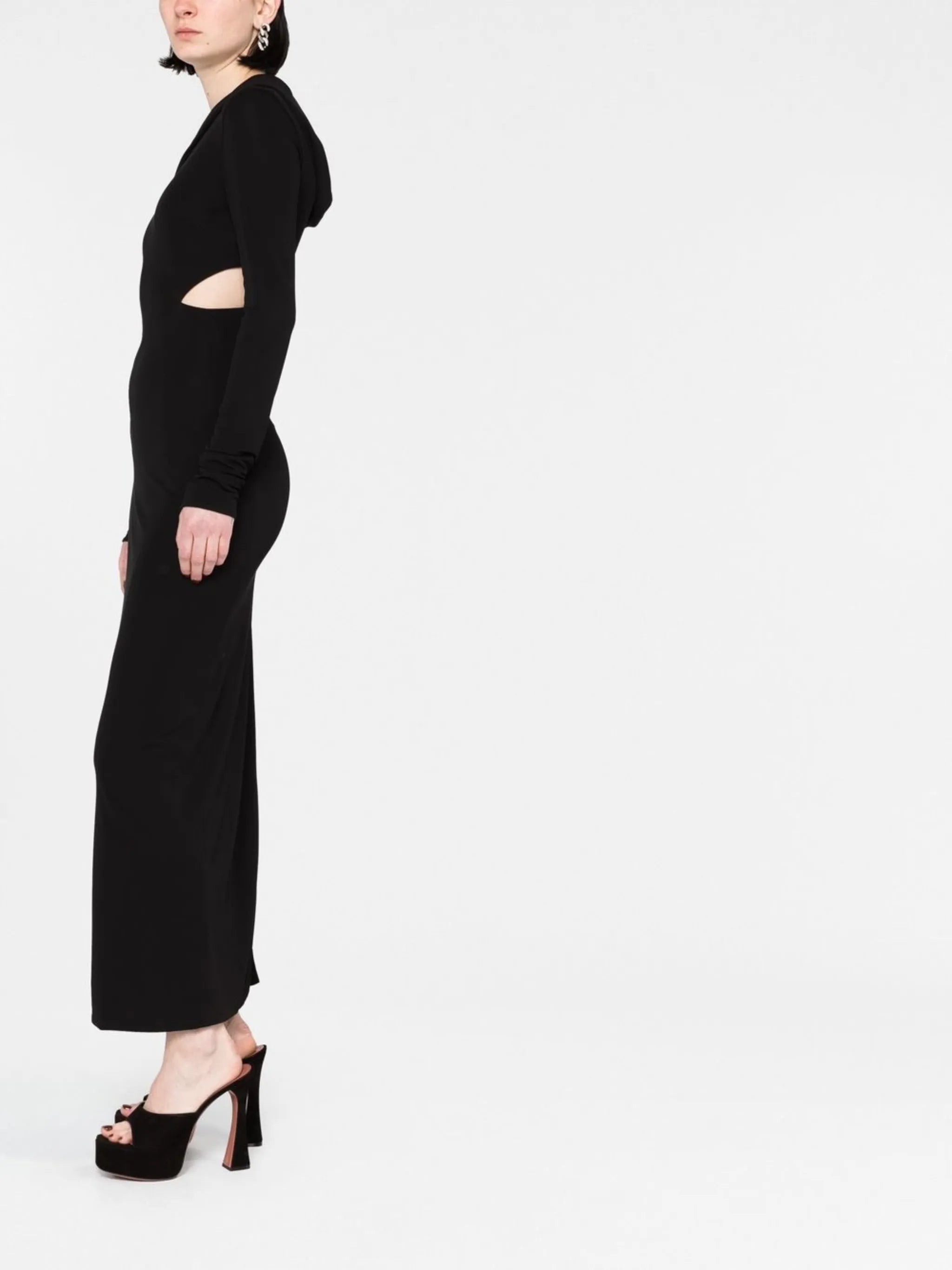 cut-out hooded maxi dress