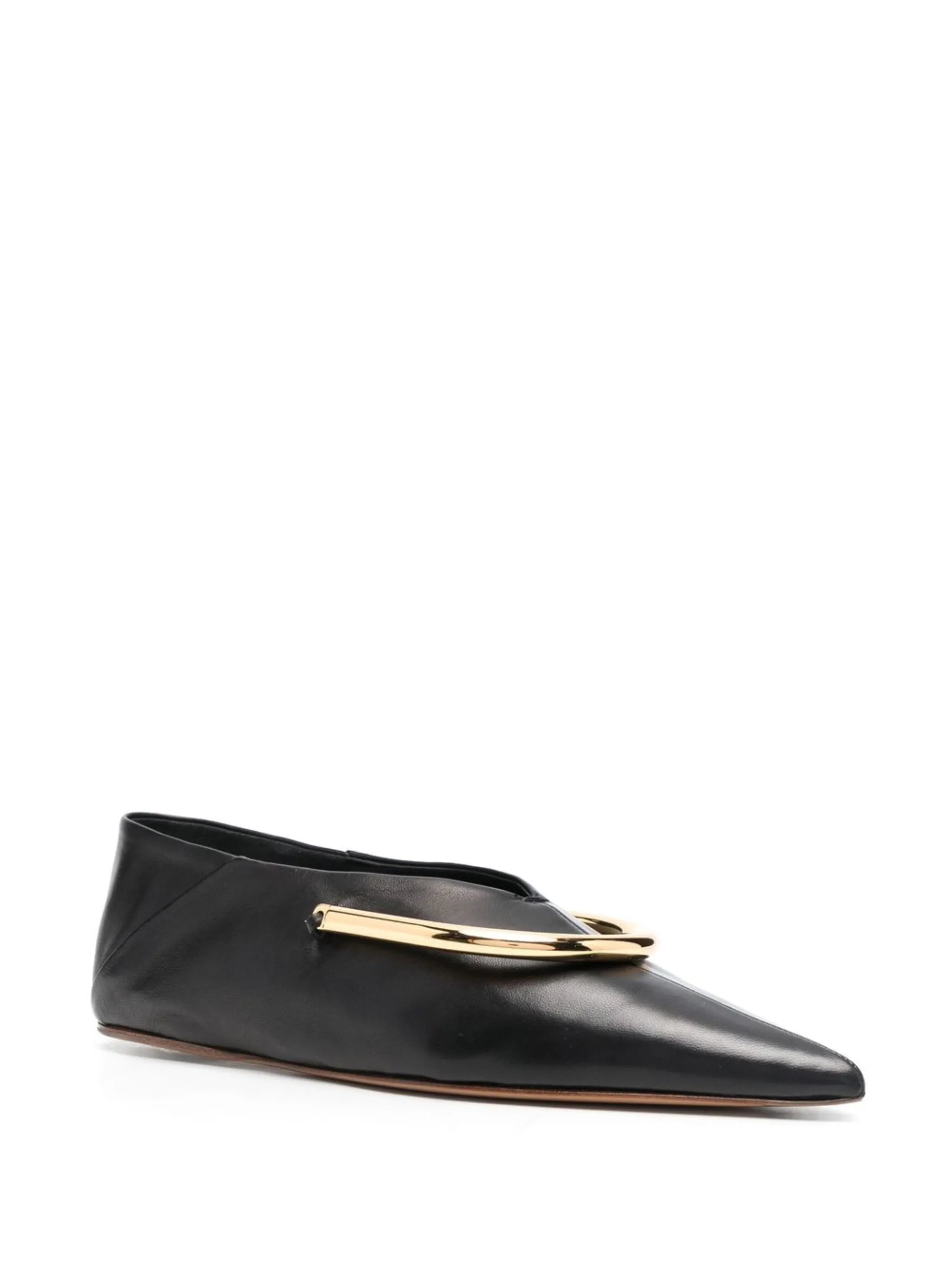 plaque-detail pointed ballerina shoes