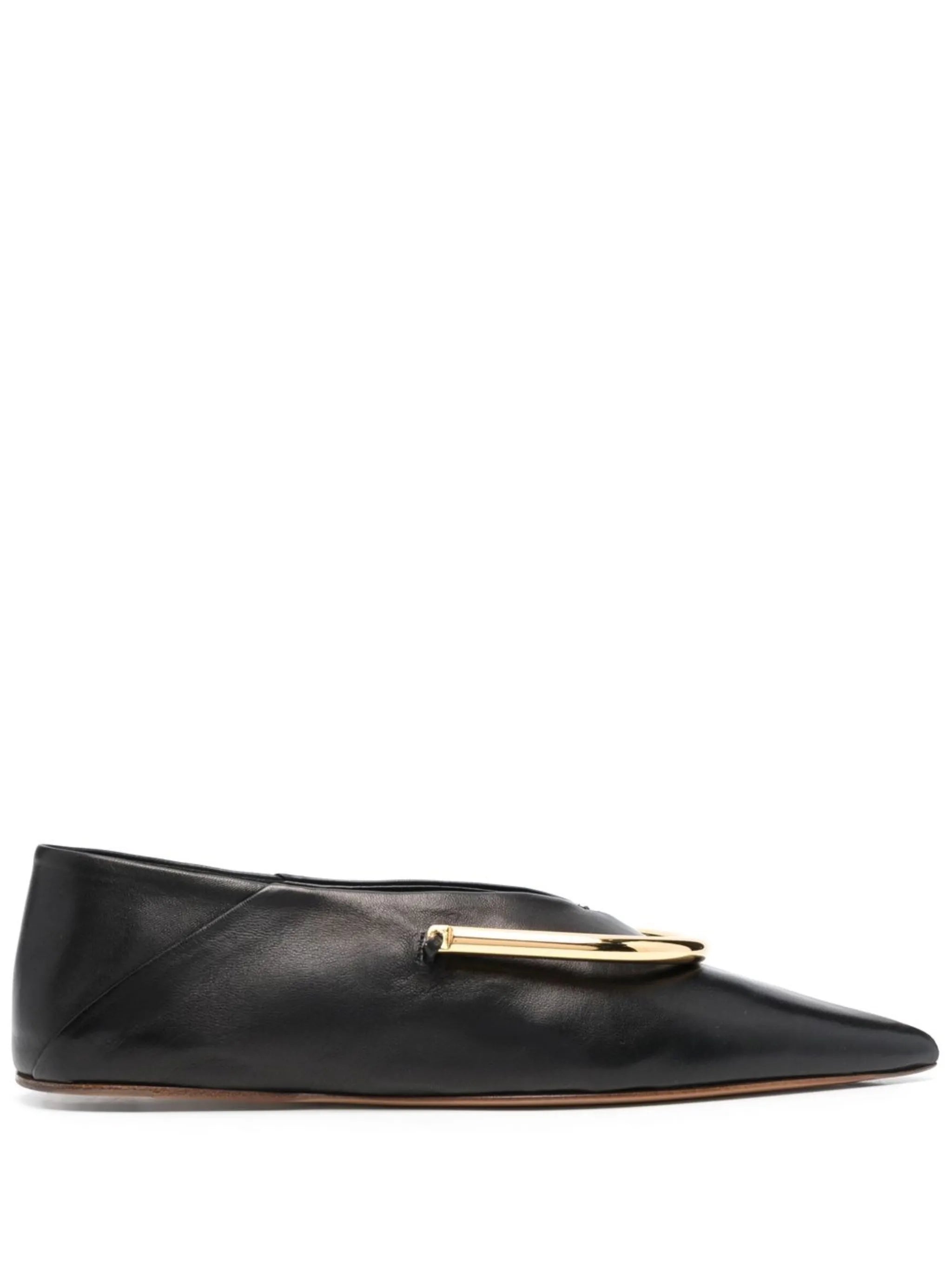 plaque-detail pointed ballerina shoes