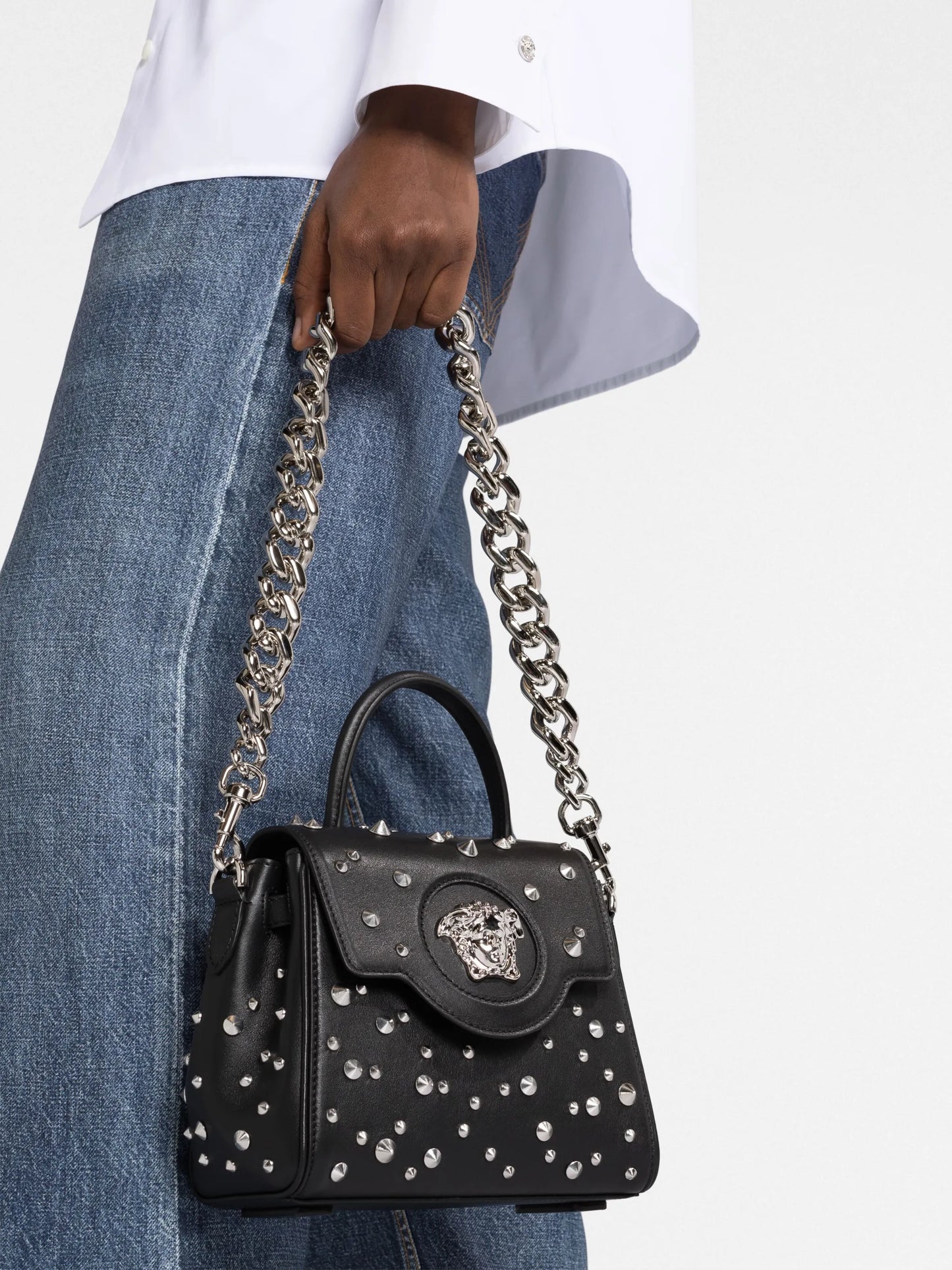 small La Medusa studded top-handle bag
