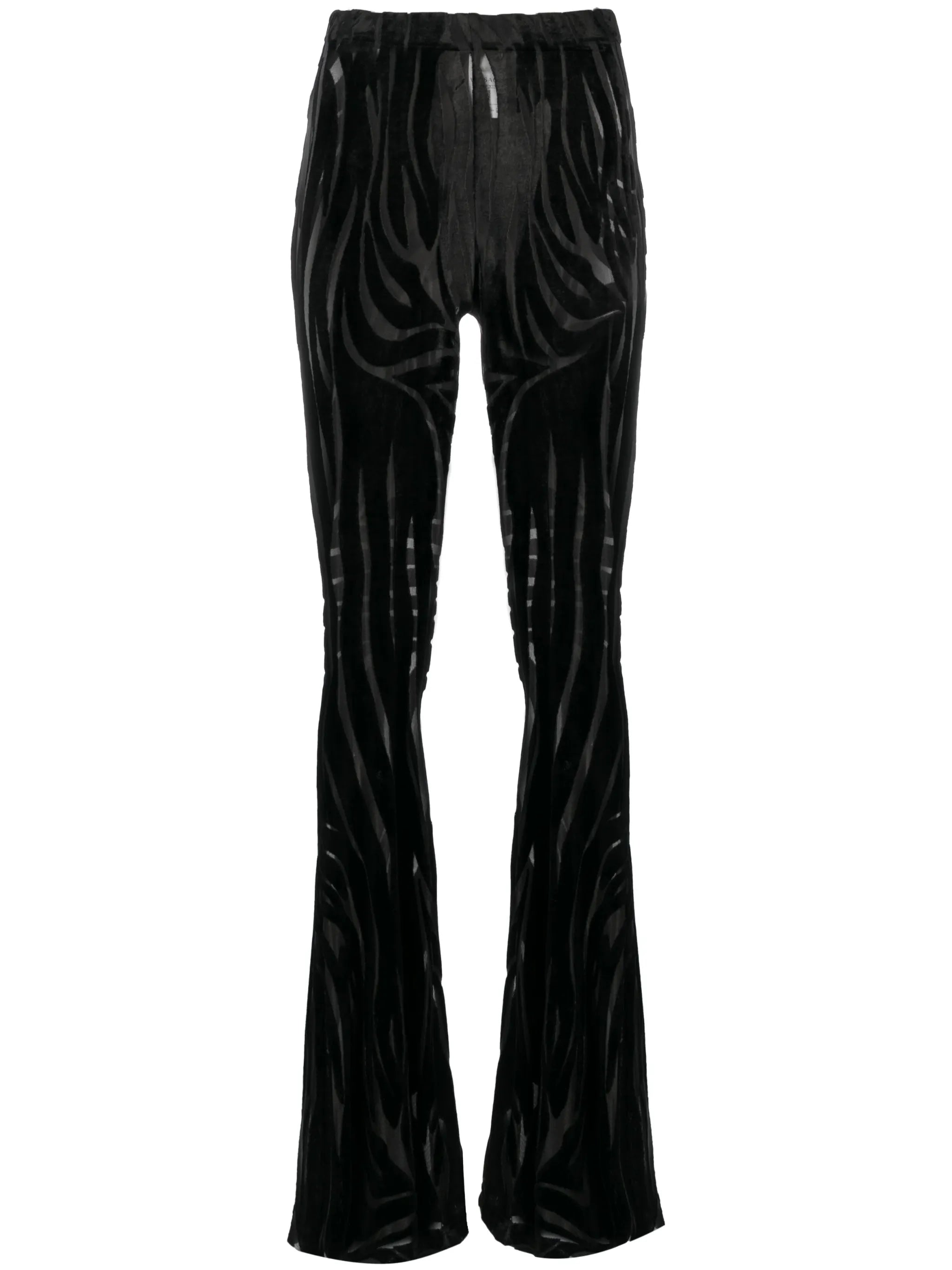 zebra devoré-effect flared trousers