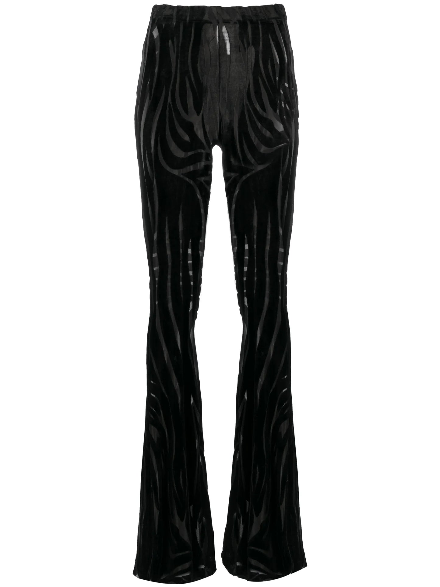 zebra devoré-effect flared trousers