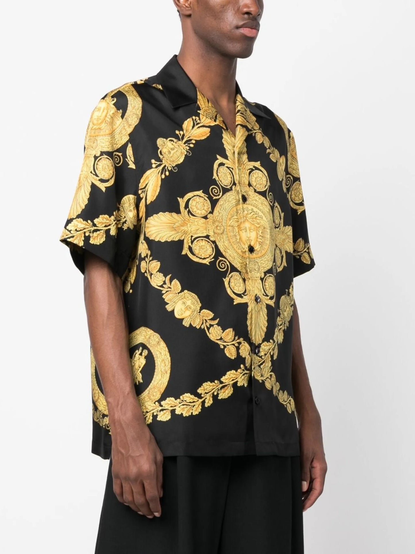 Greca-print silk shirt