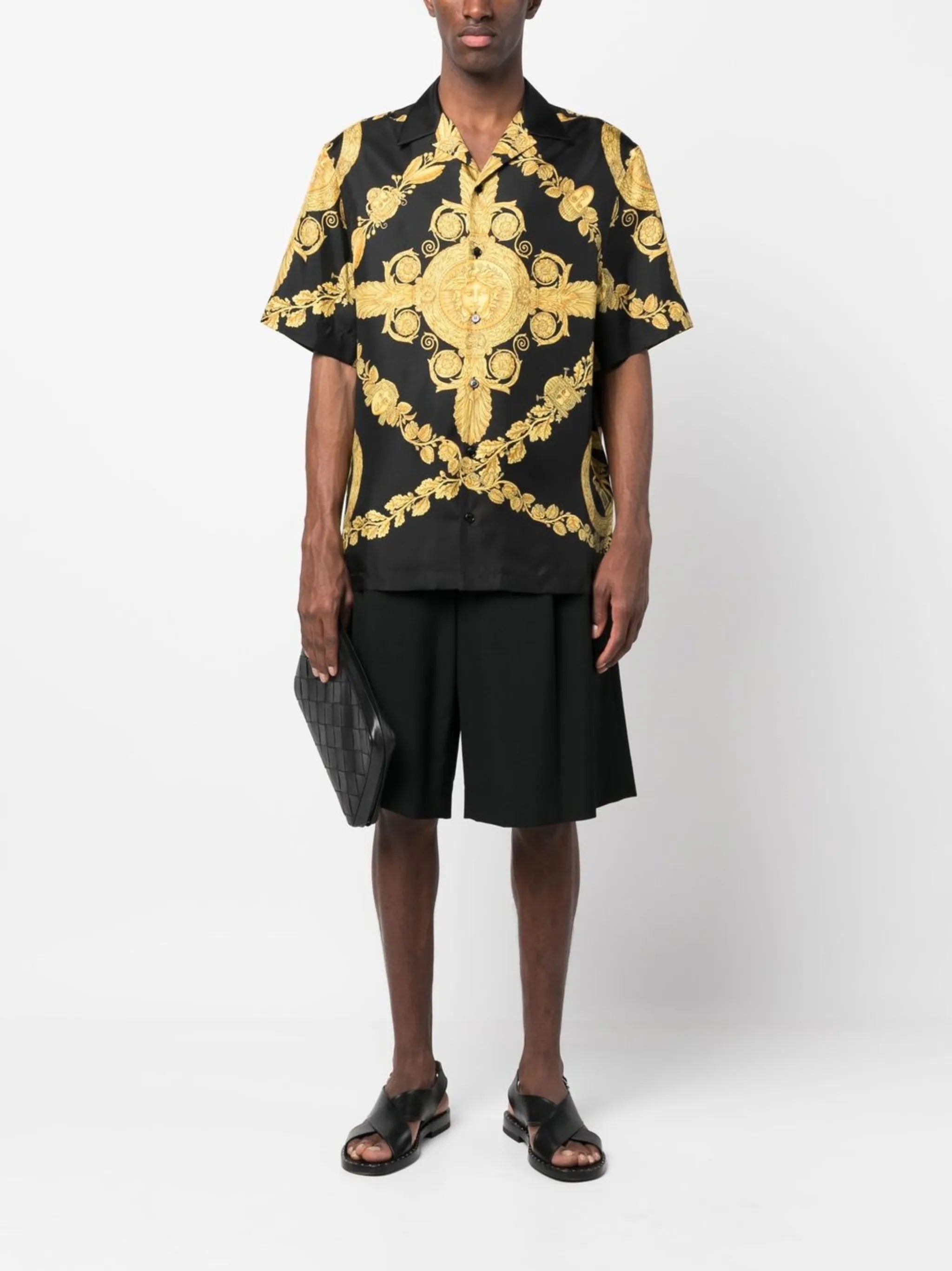 Greca-print silk shirt