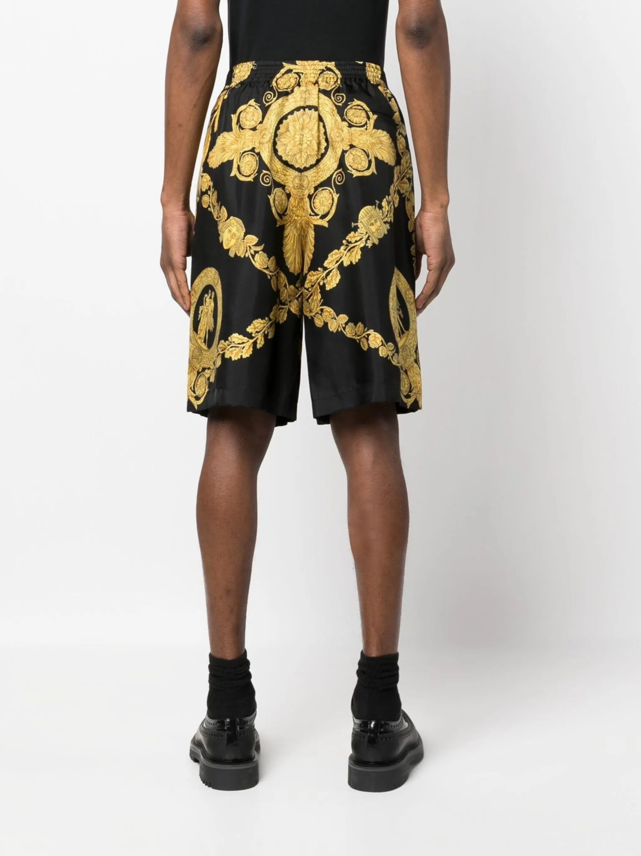 Barocco-print silk shorts