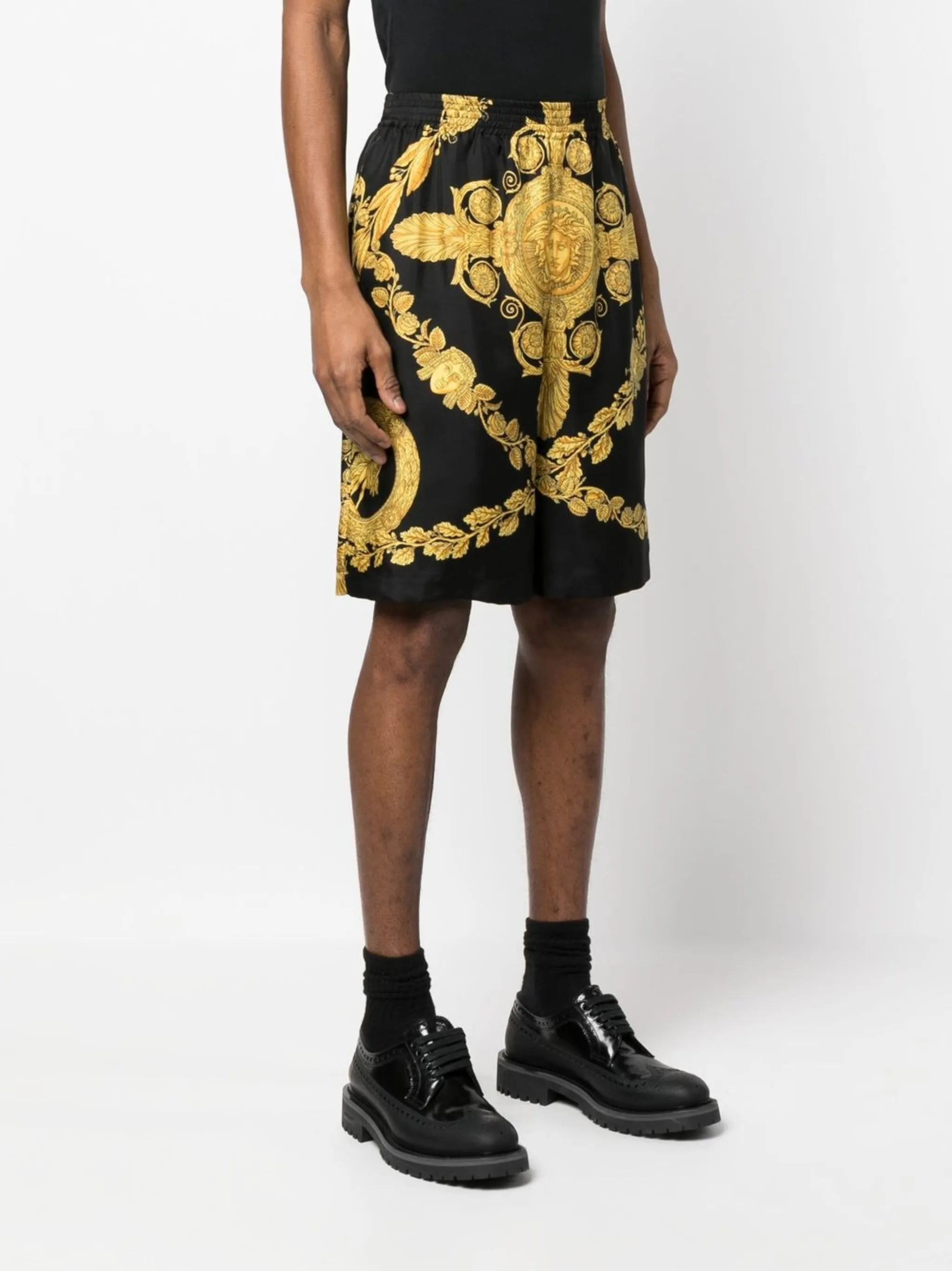 Barocco-print silk shorts