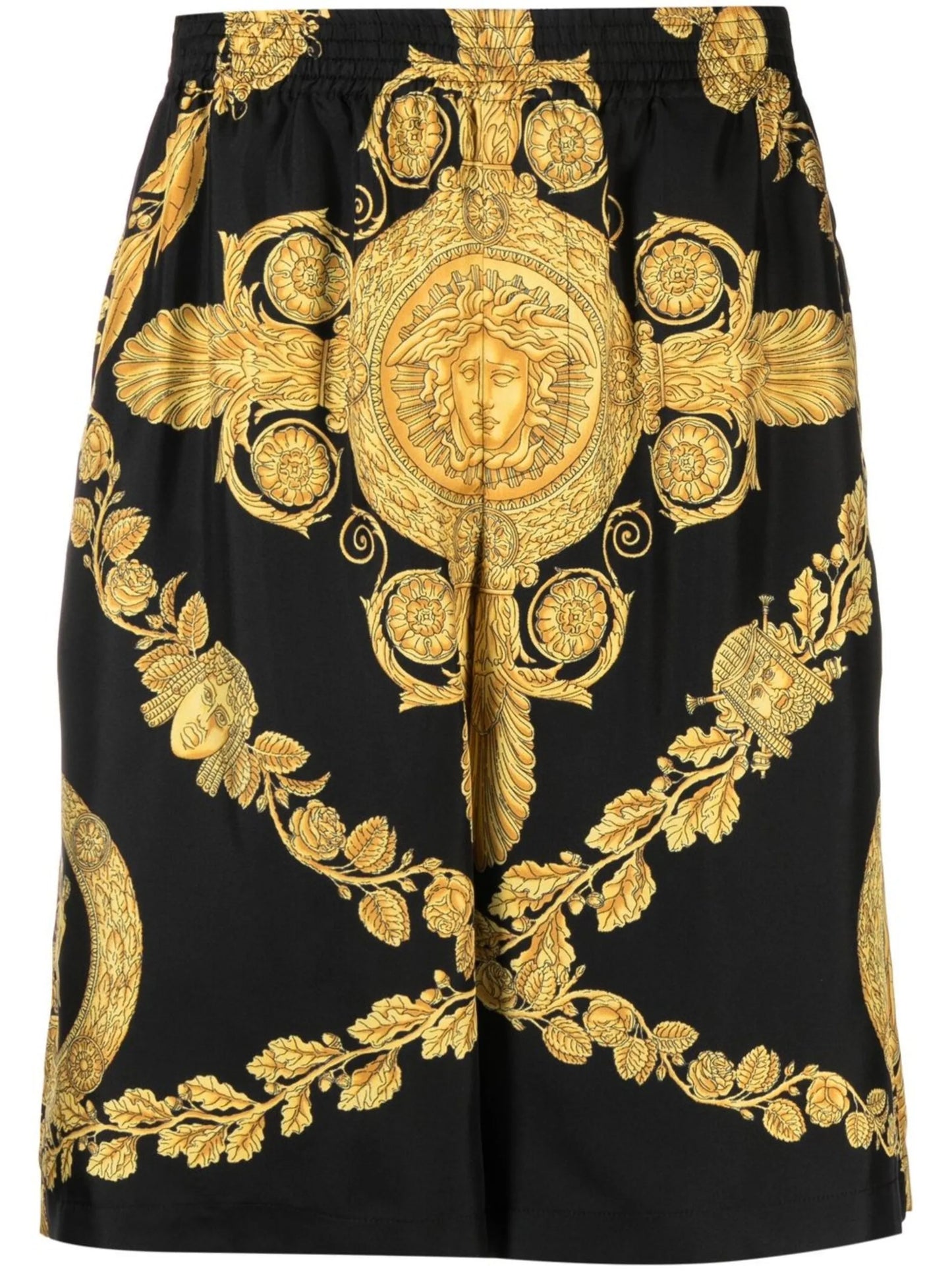 Barocco-print silk shorts