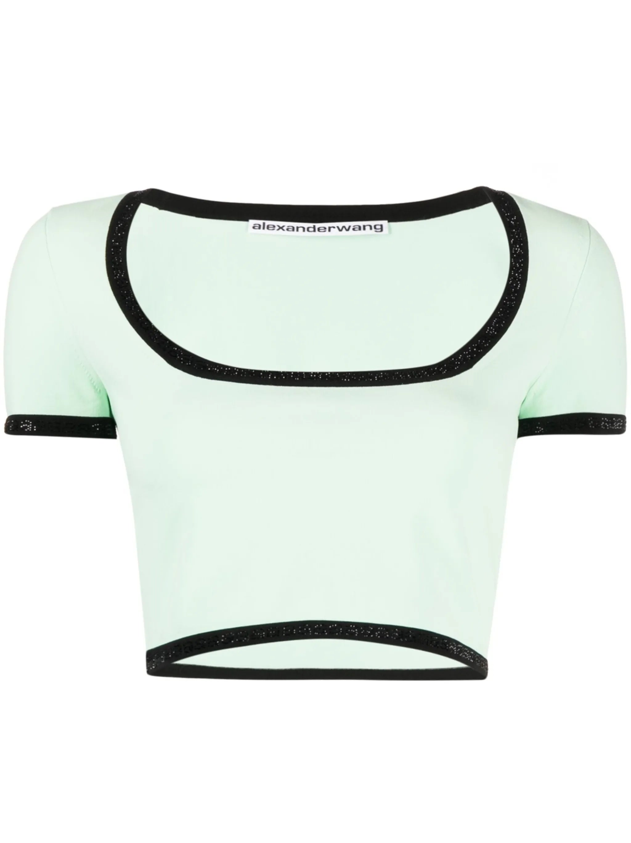 contrasting-border cropped T-shirt