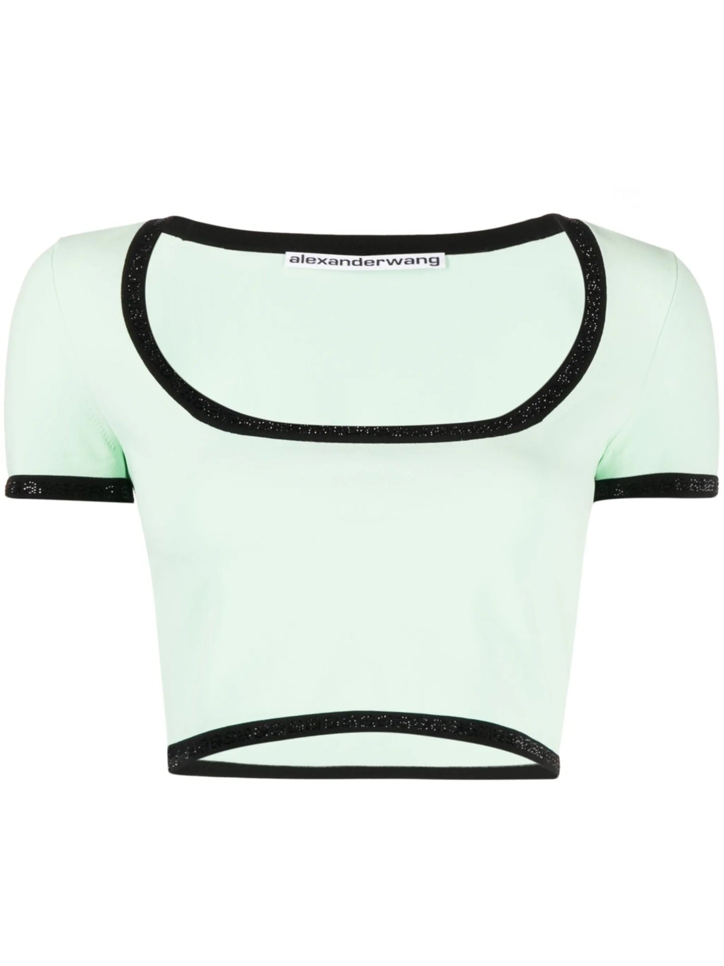 contrasting-border cropped T-shirt