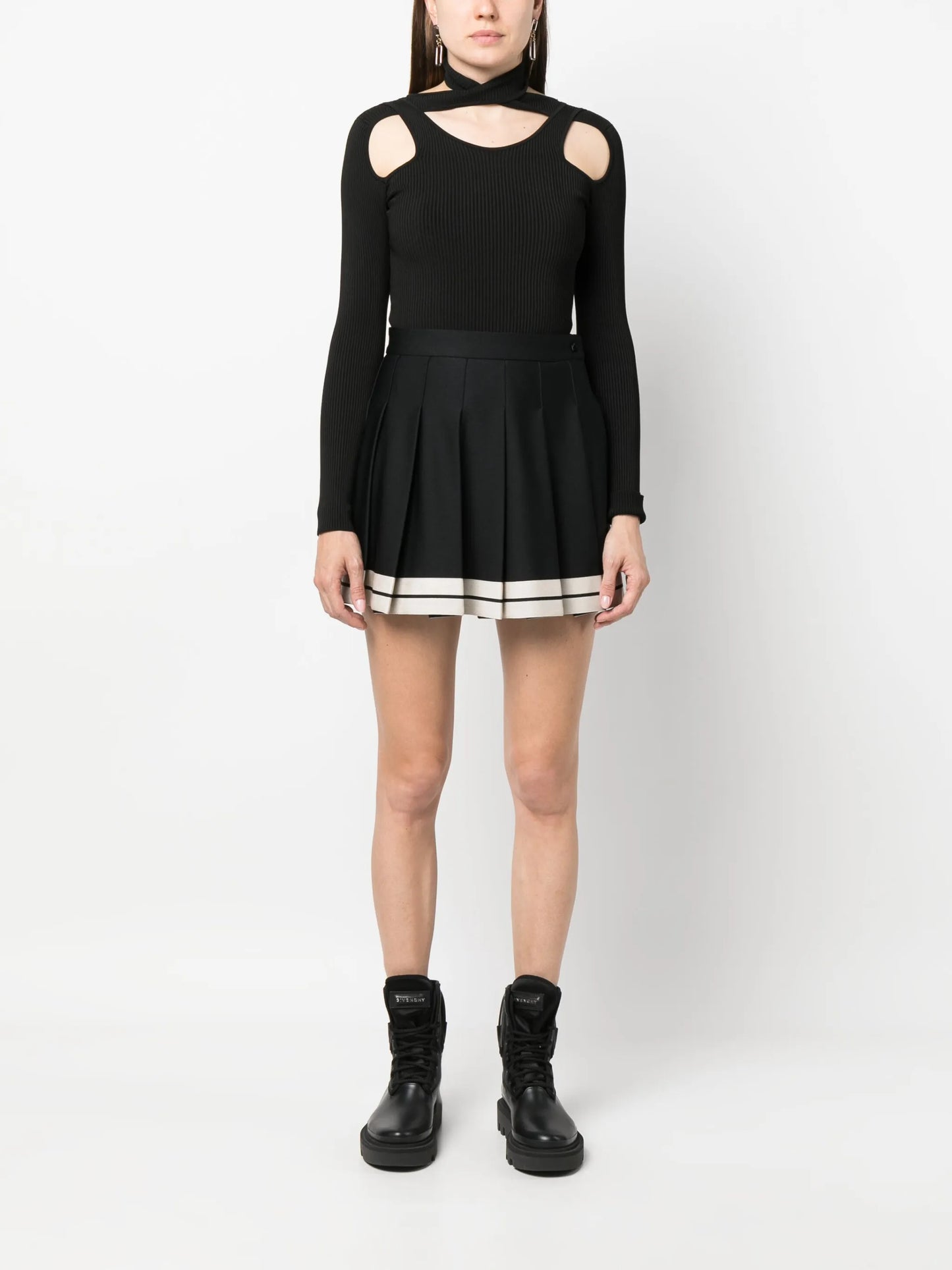 x Palm Angels striped pleated skirt