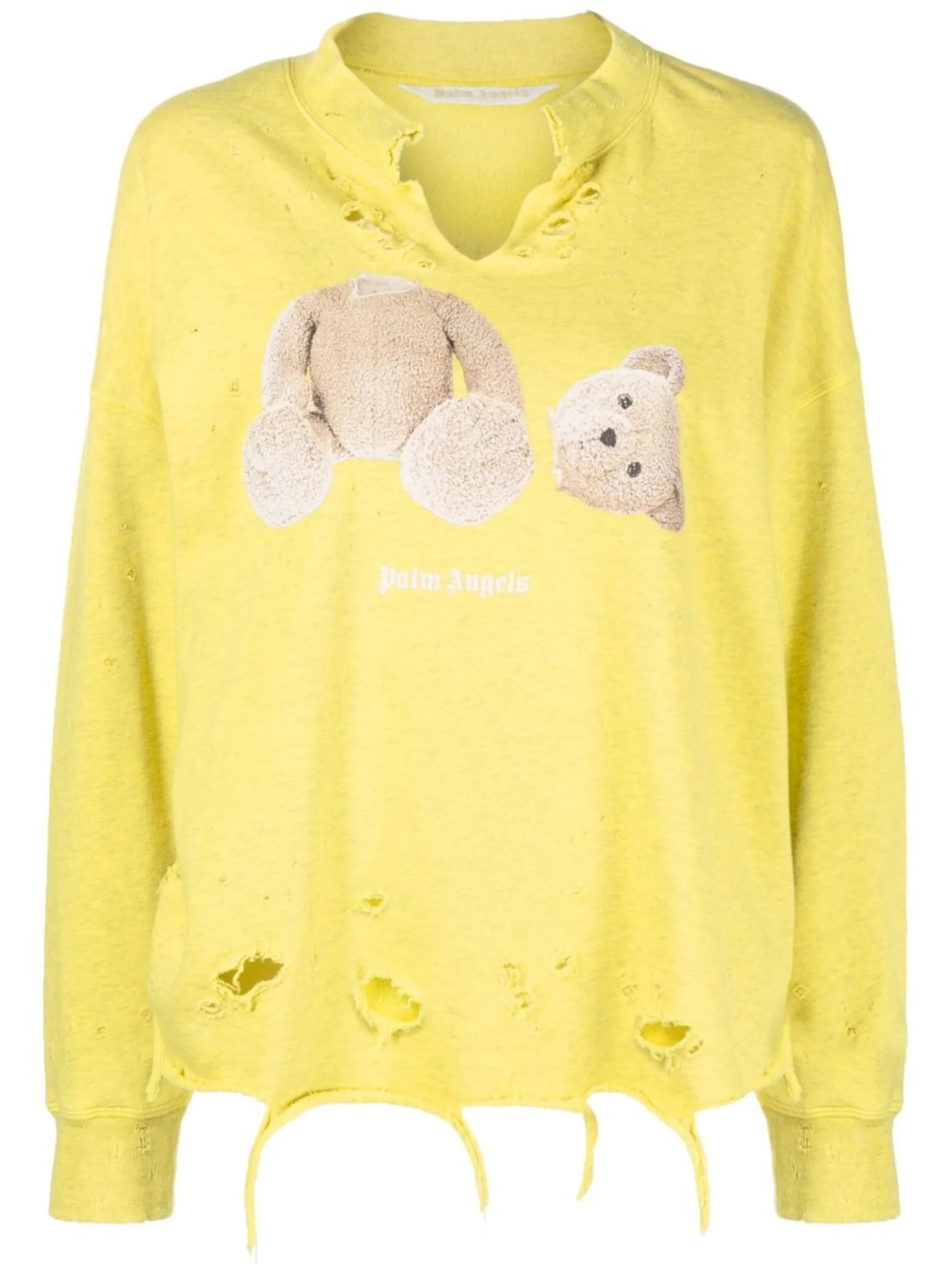 teddy-print distressed sweatshirt