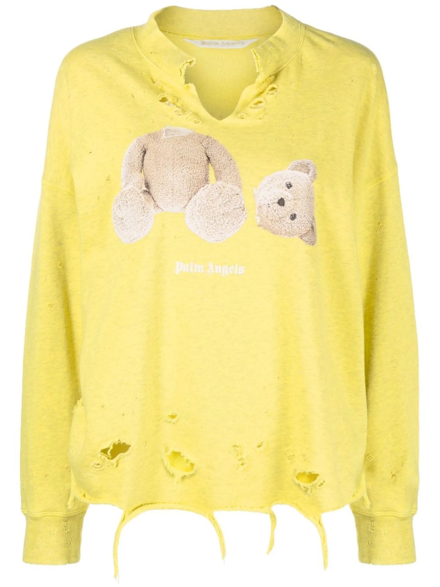 teddy-print distressed sweatshirt