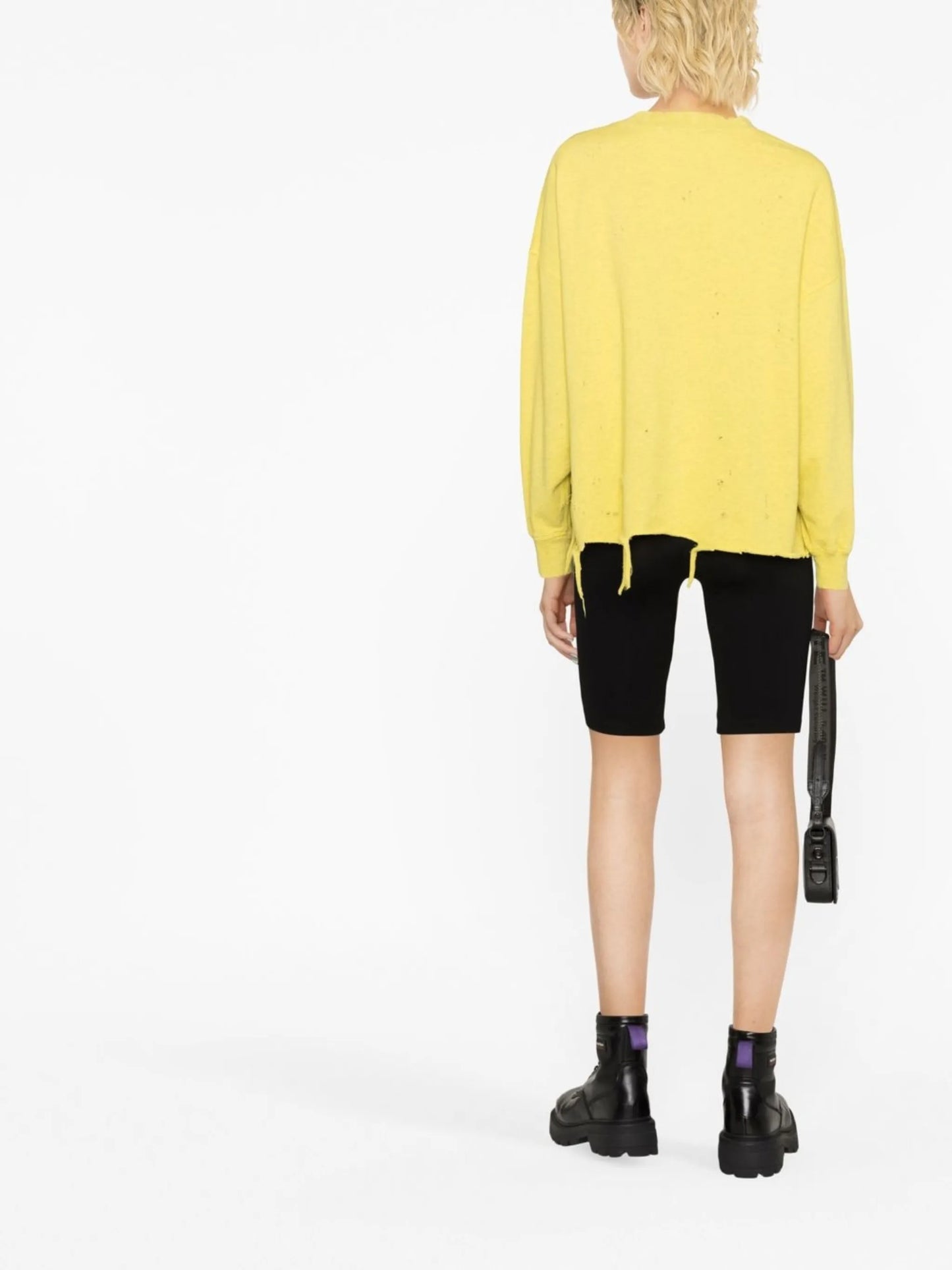 teddy-print distressed sweatshirt
