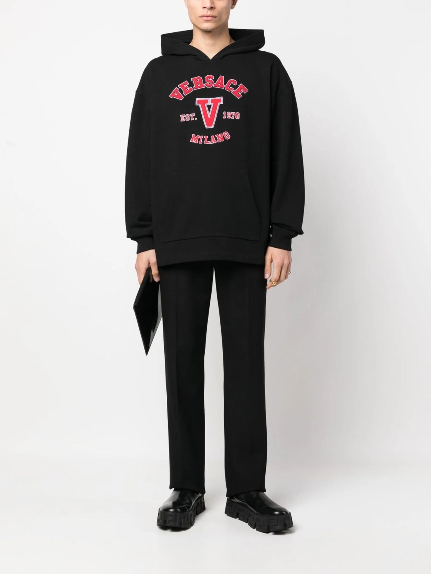 logo-patch cotton hoodie
