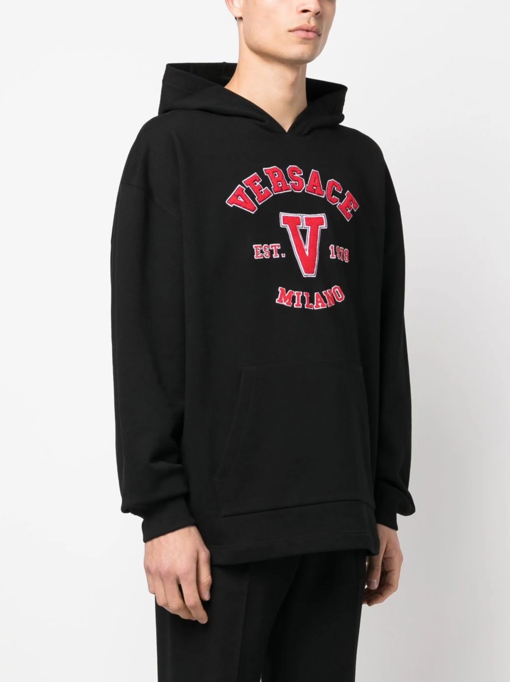 logo-patch cotton hoodie