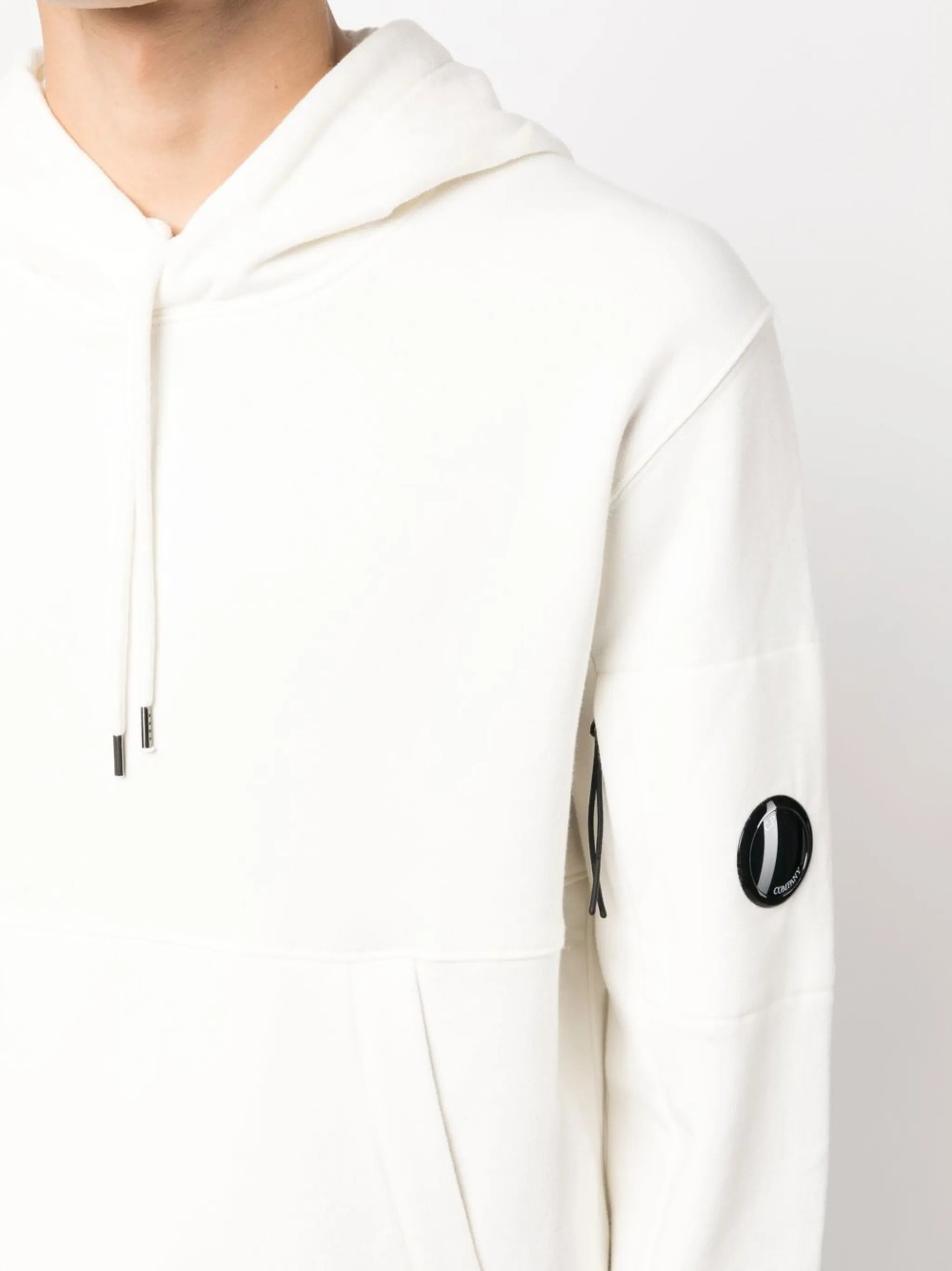 Lens-detail cotton hoodie