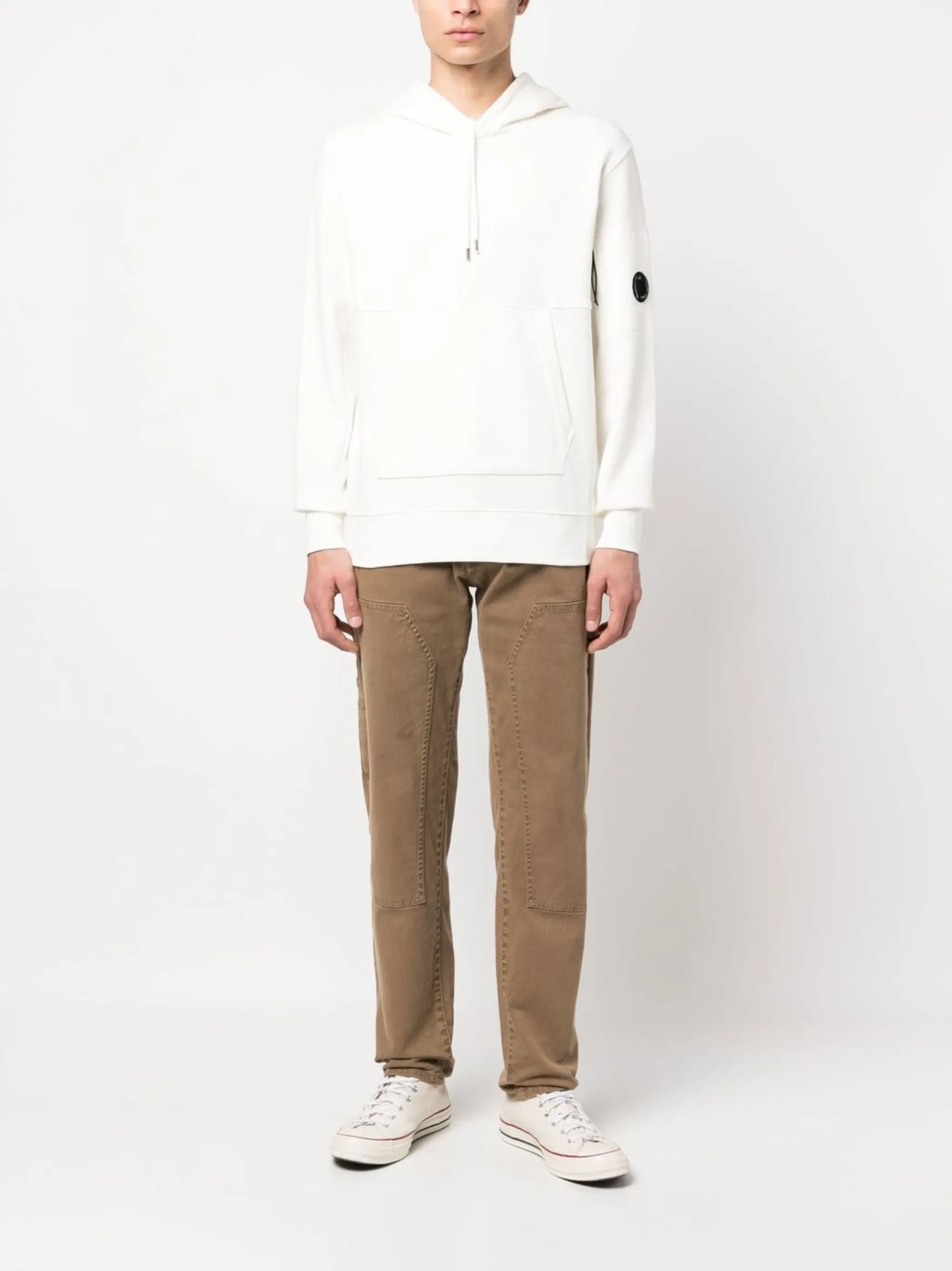 Lens-detail cotton hoodie