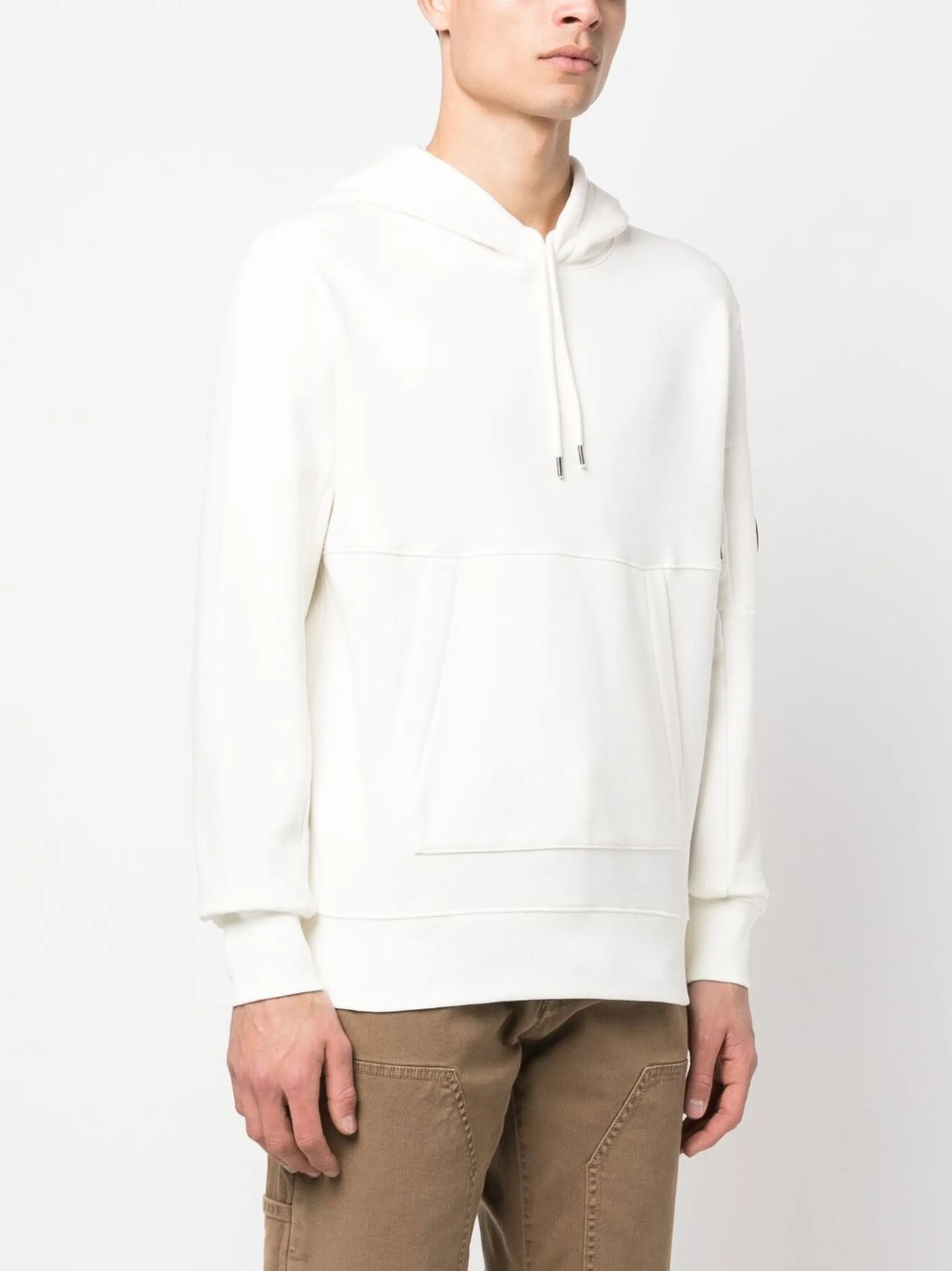 Lens-detail cotton hoodie