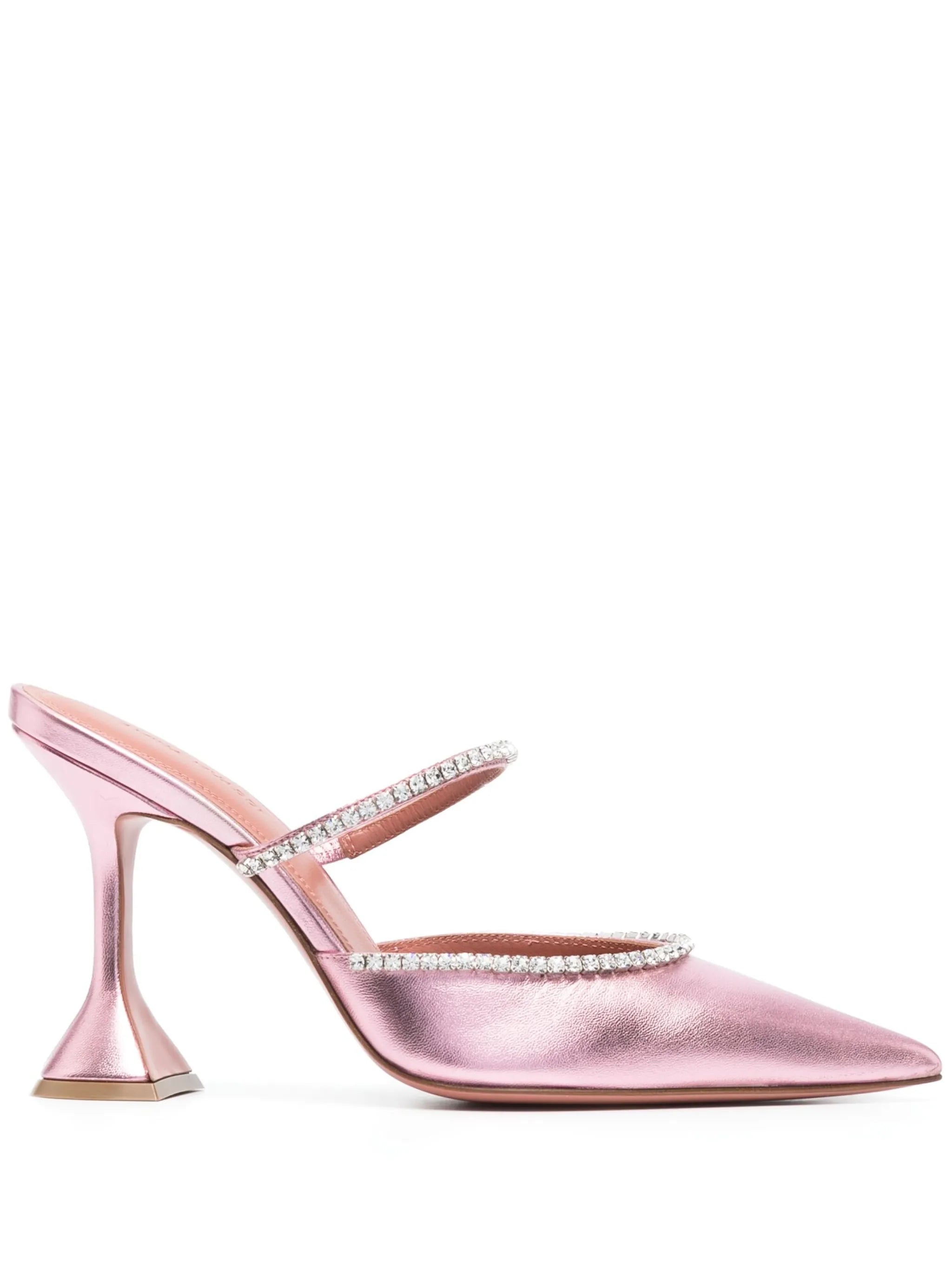 Gilda 95mm pointed-toe metallic mules