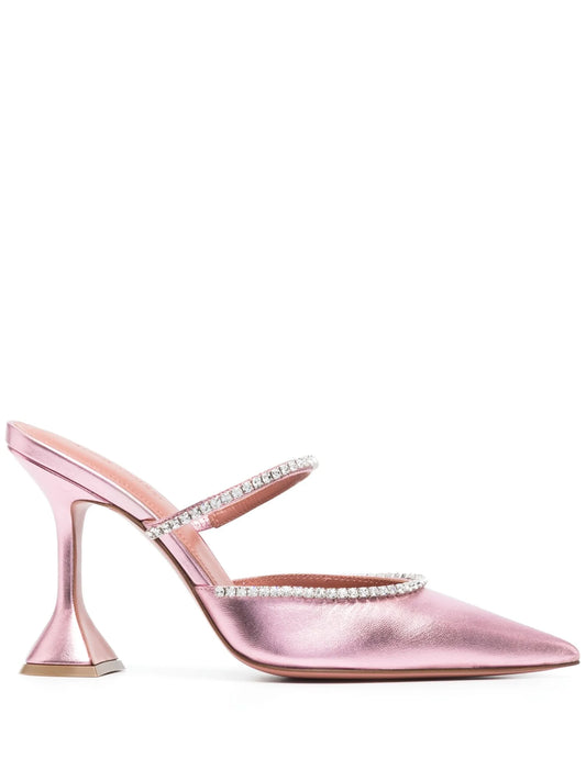 Gilda 95mm pointed-toe metallic mules