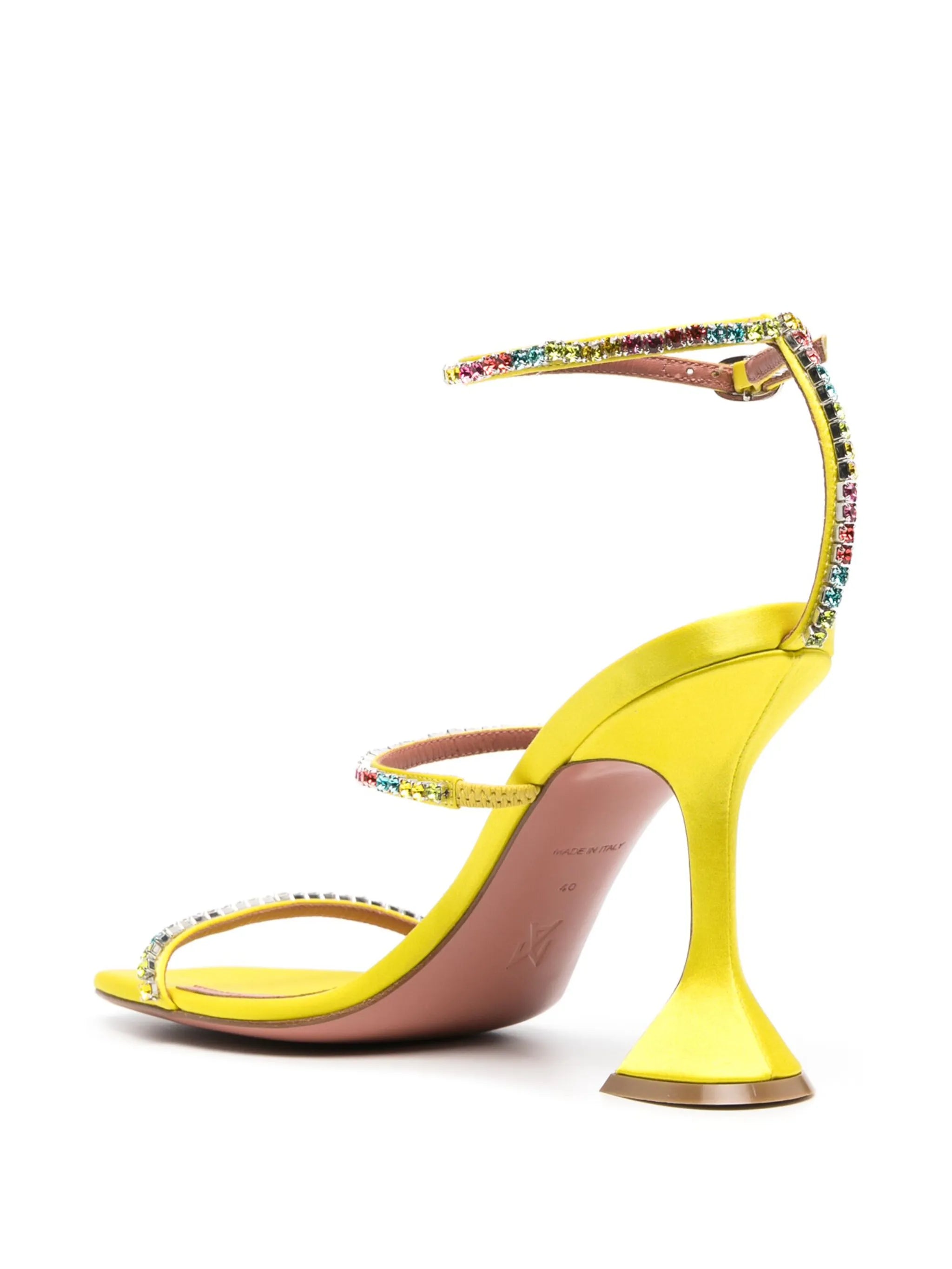 Gilda 95mm rainbow-crystal satin sandals
