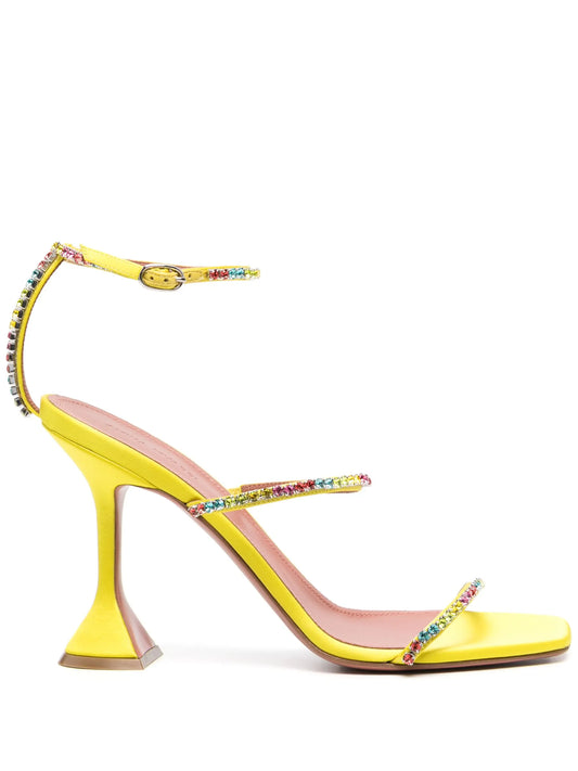Gilda 95mm rainbow-crystal satin sandals
