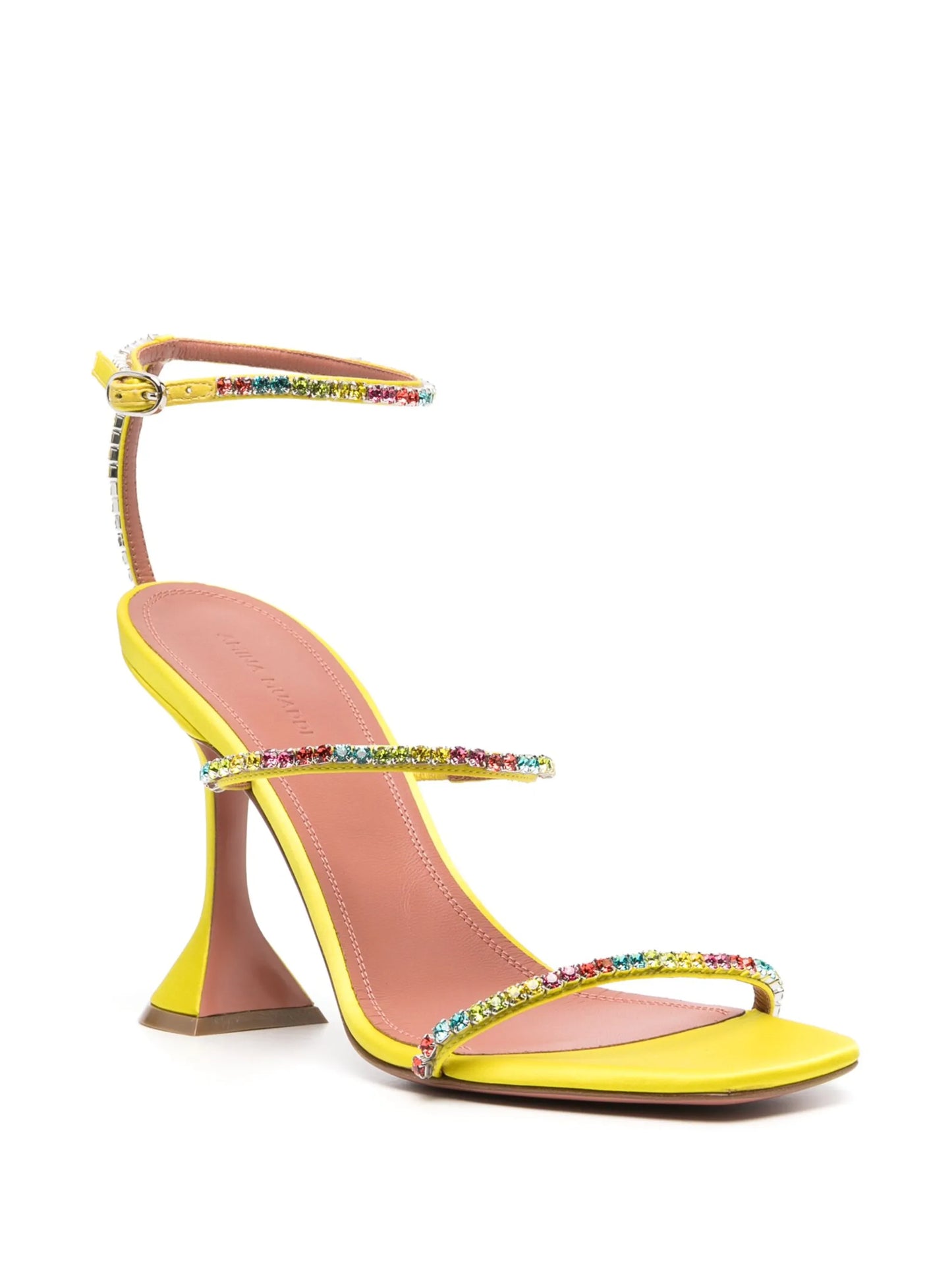Gilda 95mm rainbow-crystal satin sandals