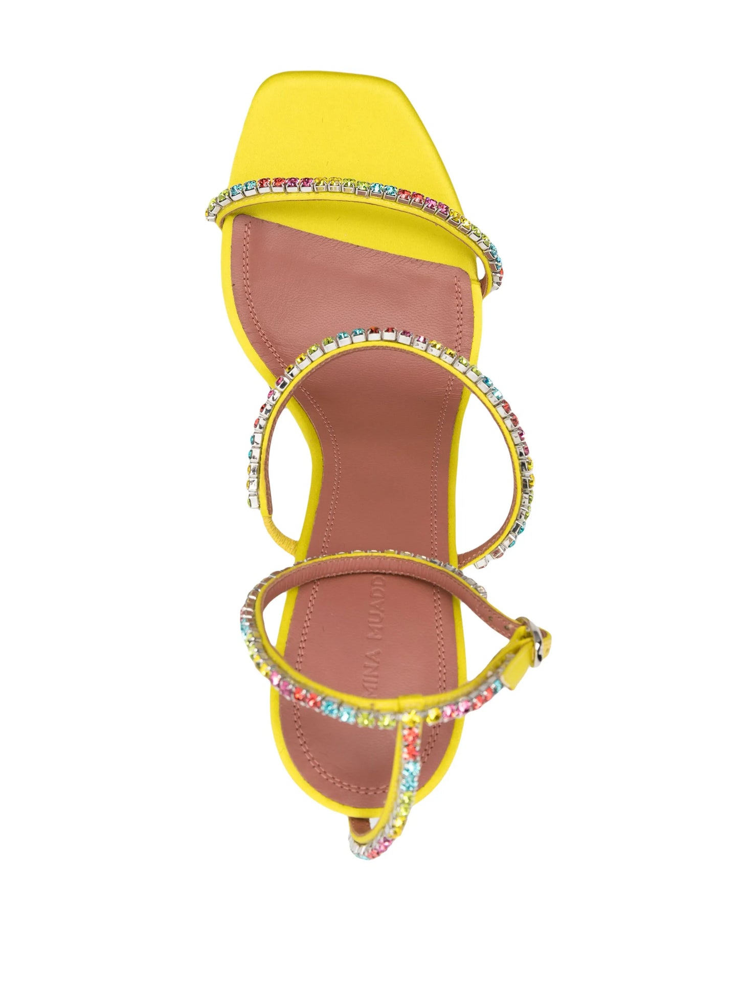 Gilda 95mm rainbow-crystal satin sandals