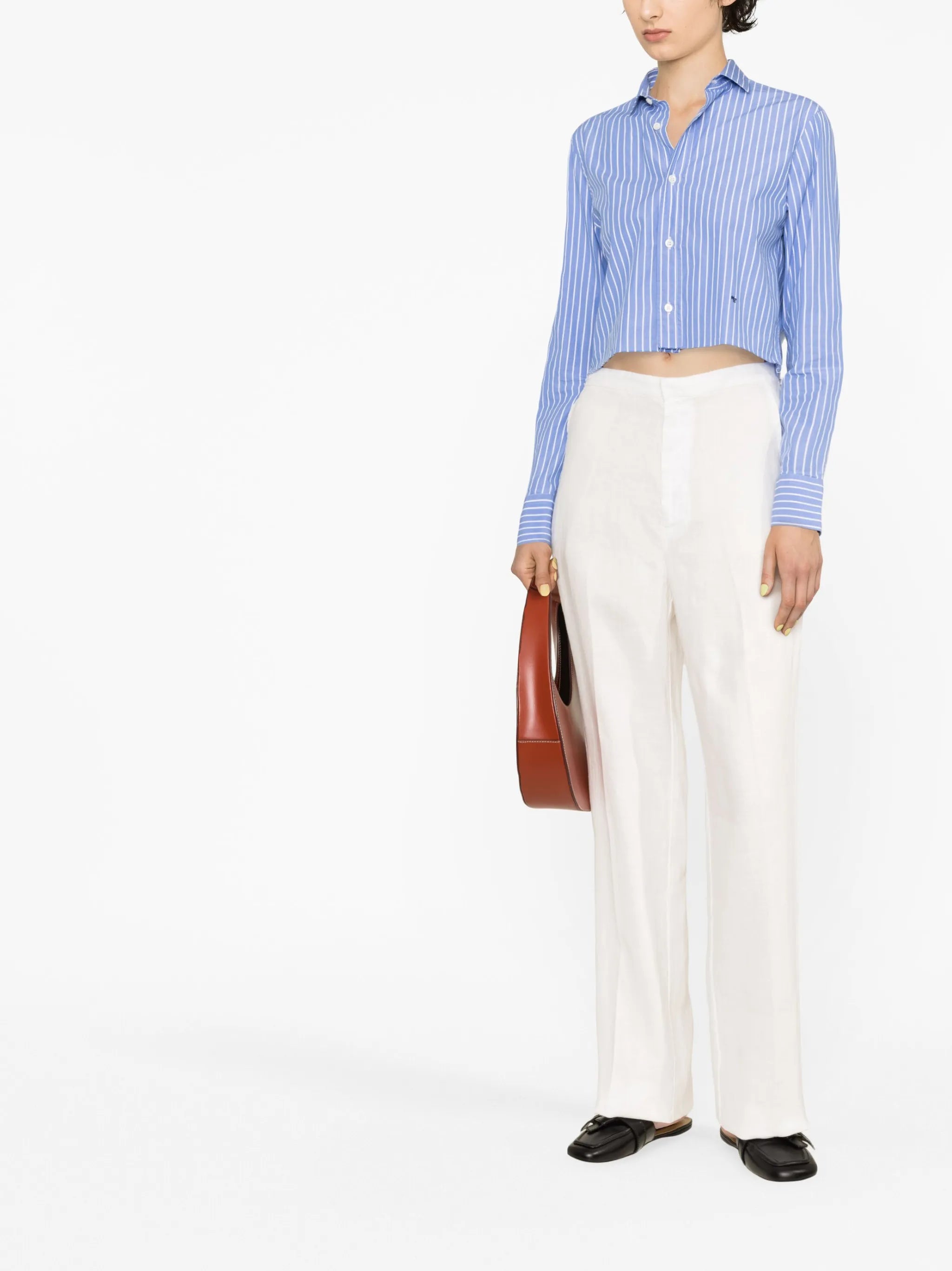 low-rise linen trousers