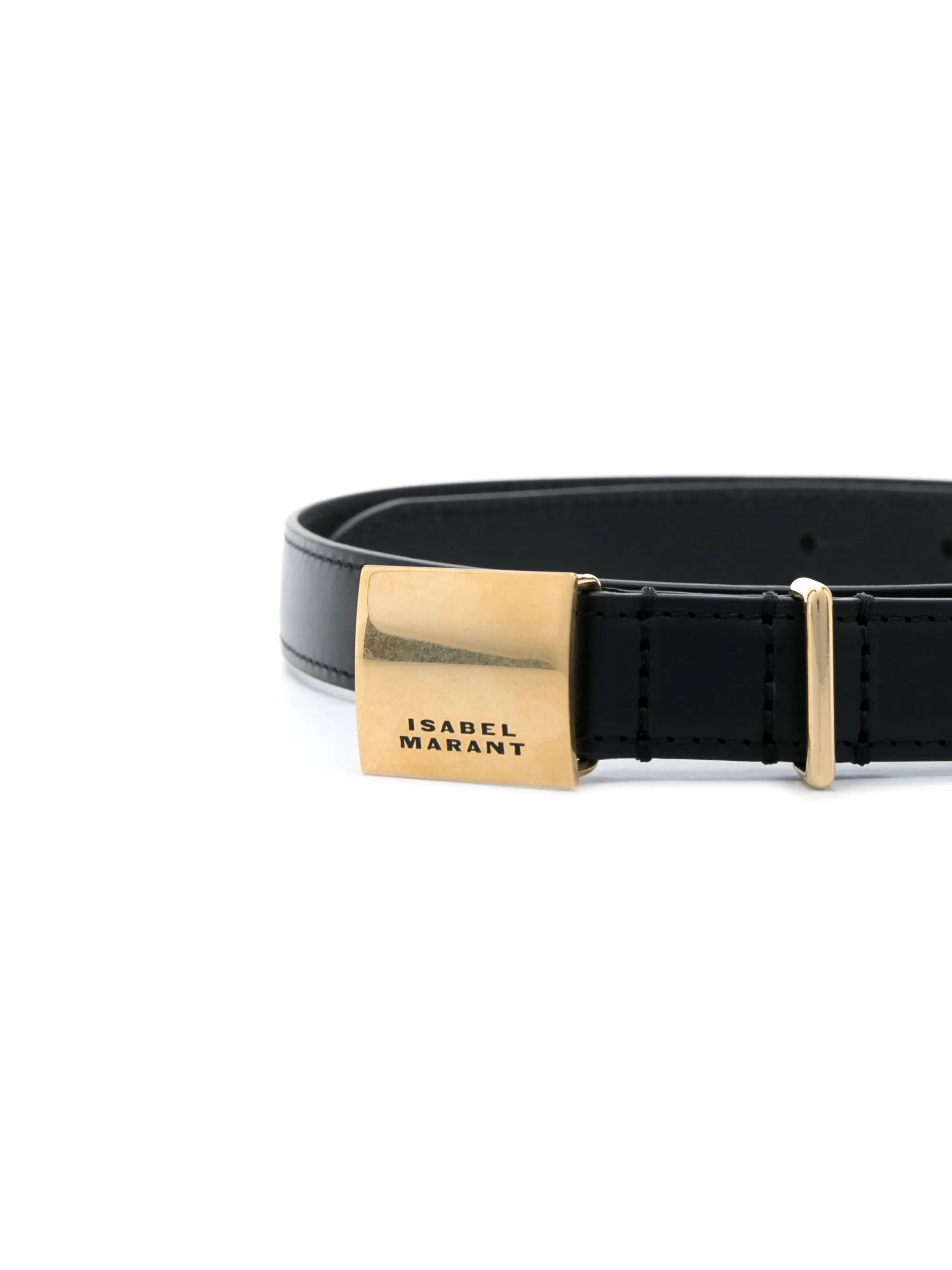 Lowell engraved-buckle leather belt