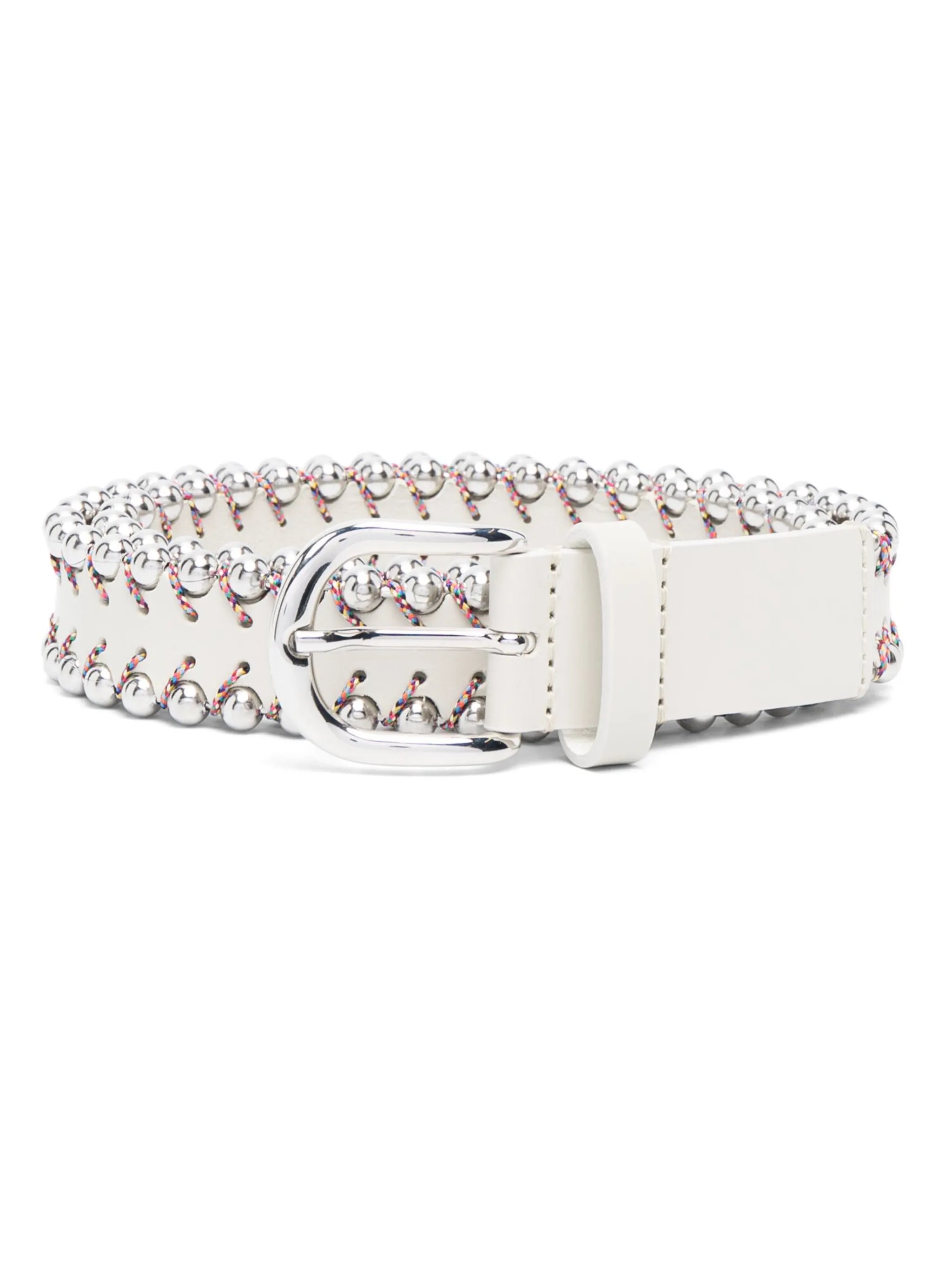 bead-embellished buckle-fastening belt