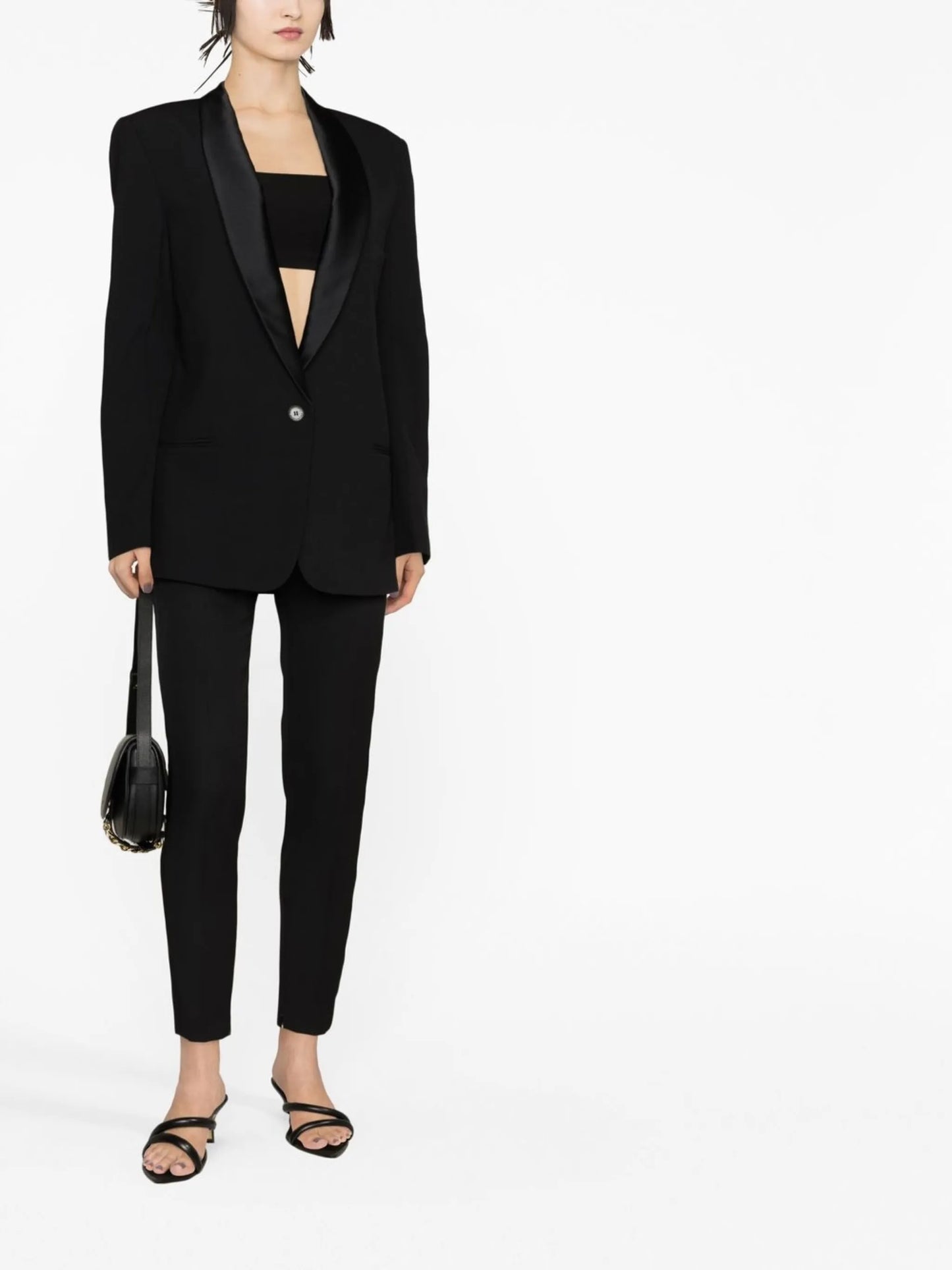 shawl-lapel single-breasted blazer