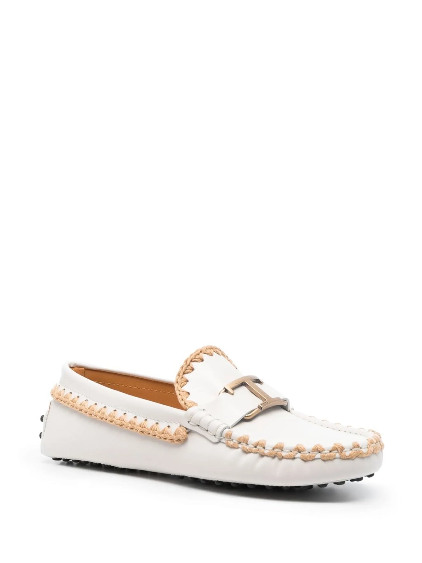 whipstitch buckled leather loafers